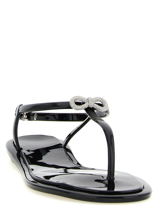 MACH & MACH Black Pvc Flat Sandals Curated Luxury Accessories by Orvyn