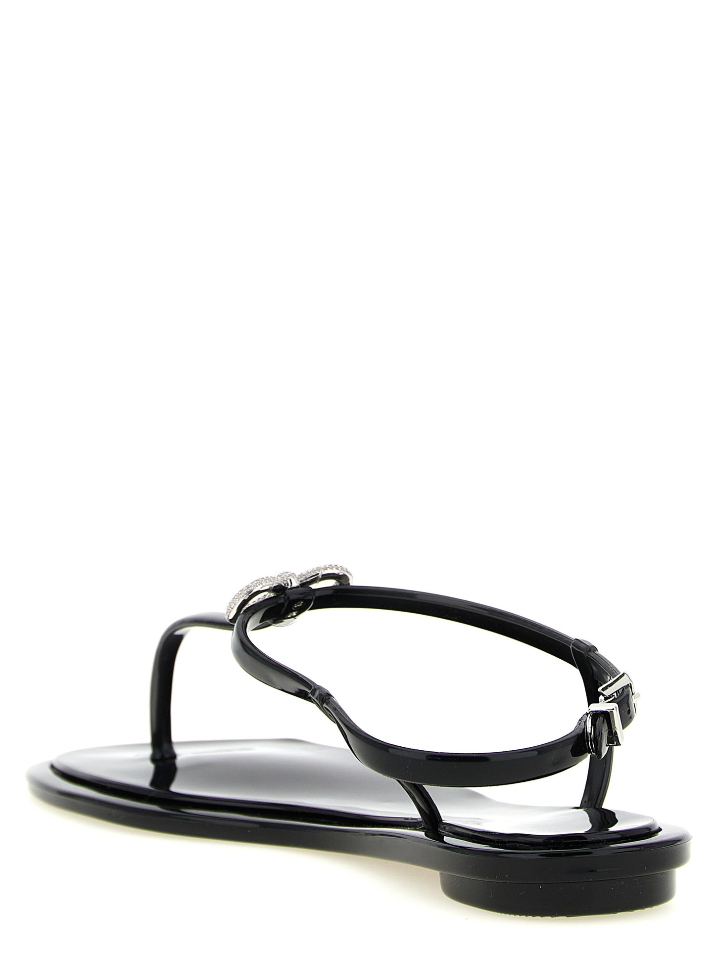 MACH & MACH Black Pvc Flat Sandals Curated Luxury Accessories by Orvyn