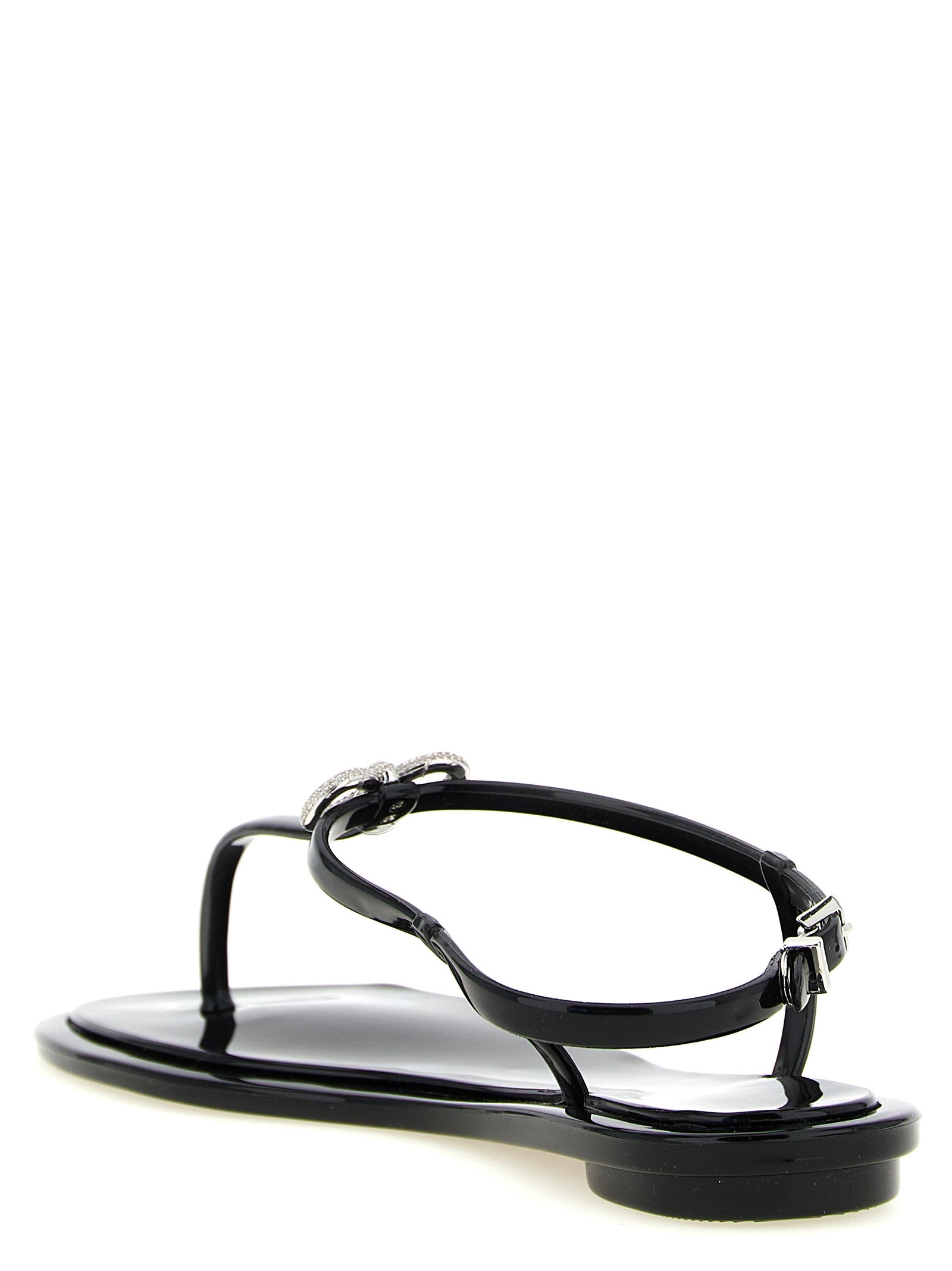 MACH & MACH Black Pvc Flat Sandals Curated Luxury Accessories by Orvyn