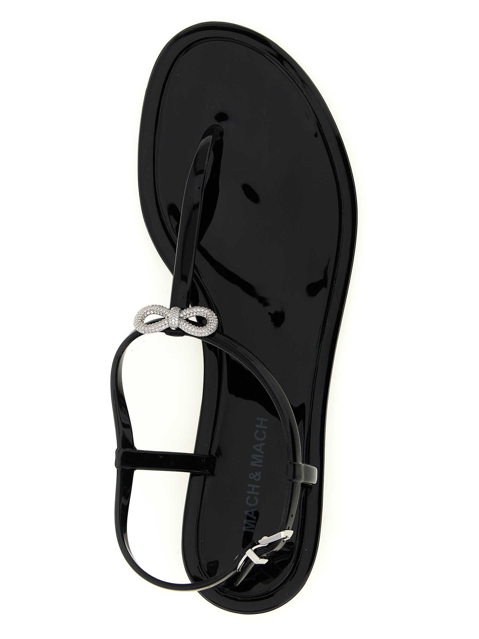 MACH & MACH Black Pvc Flat Sandals Curated Luxury Accessories by Orvyn