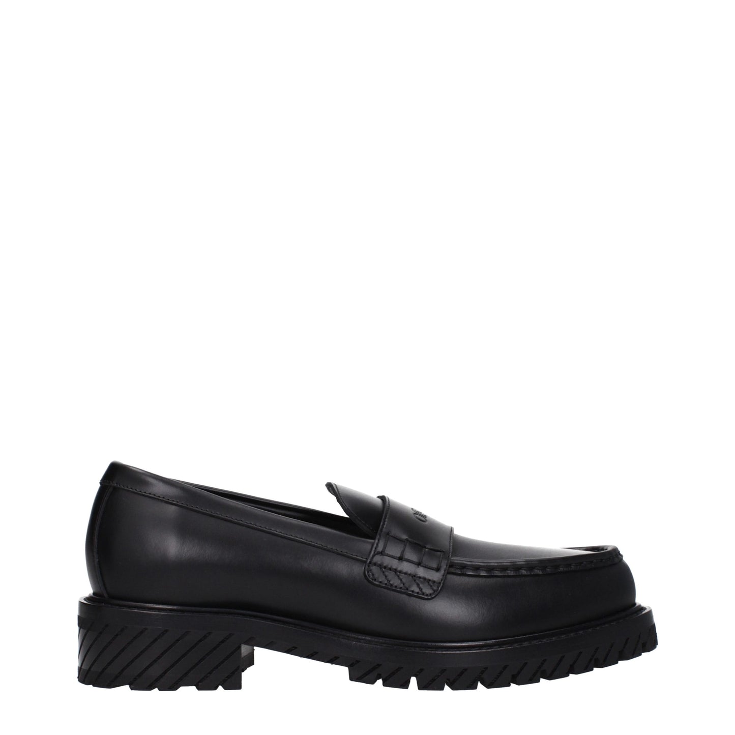 Off-White Black Leather Slip-On Loafers schwarz