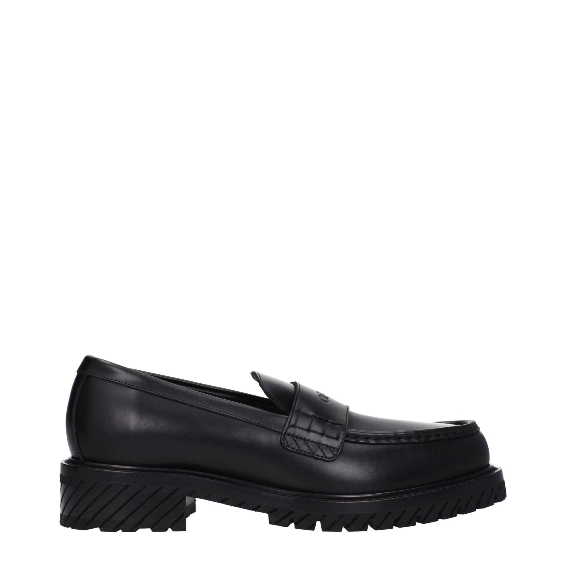 Off-White Black Leather Slip-On Loafers schwarz