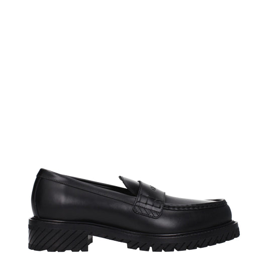 Off-White Black Leather Slip-On Loafers schwarz