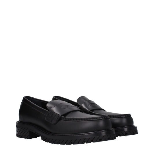 Off-White Black Leather Slip-On Loafers schwarz