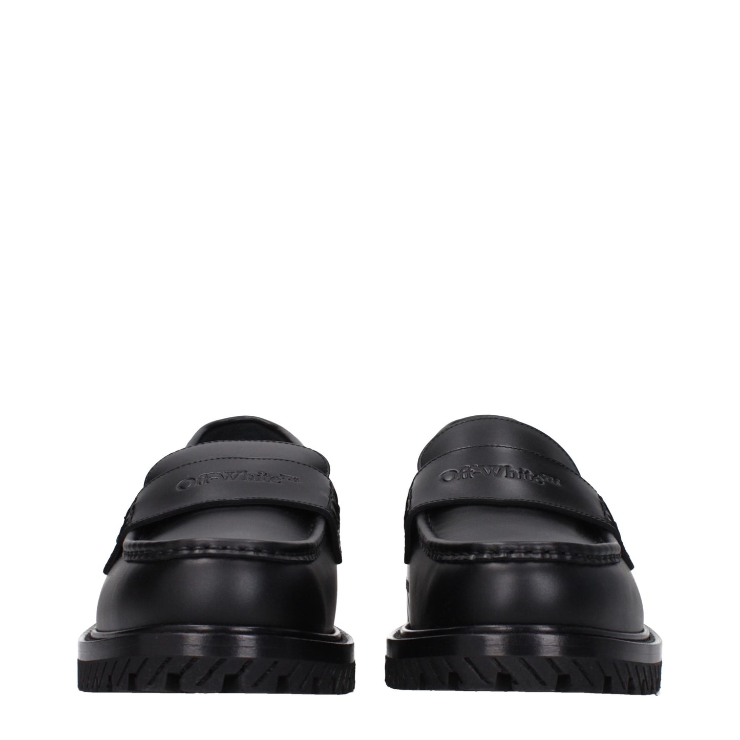 Off-White Black Leather Slip-On Loafers schwarz