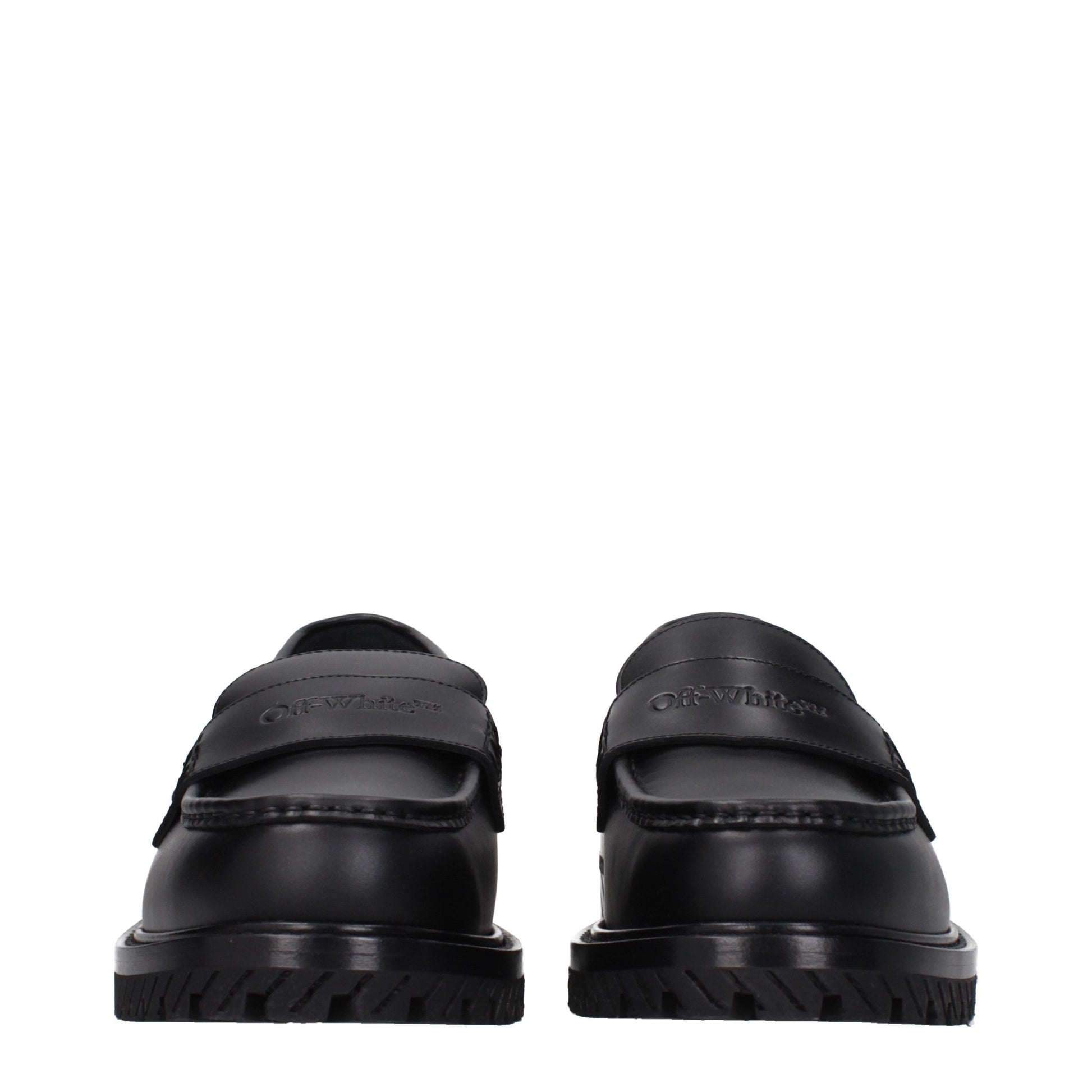 Off-White Black Leather Slip-On Loafers schwarz