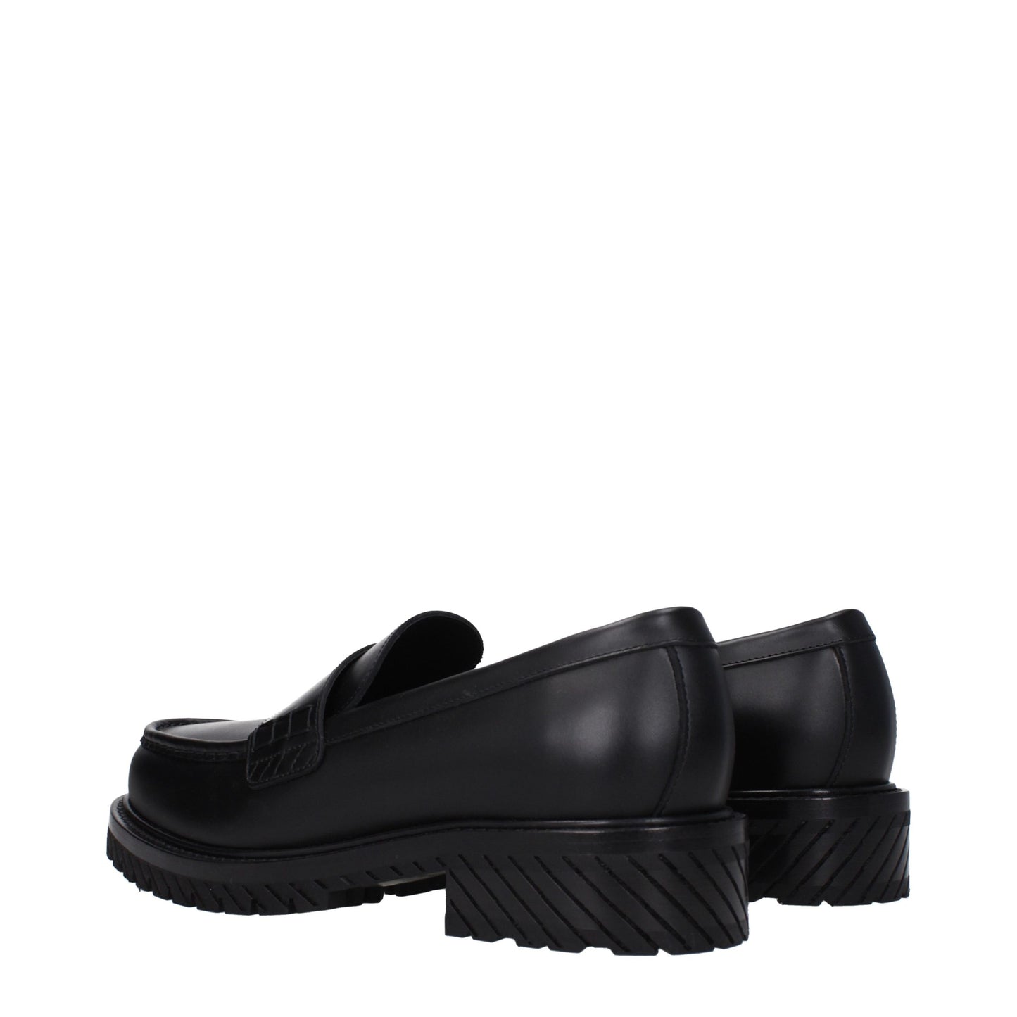 Off-White Black Leather Slip-On Loafers schwarz