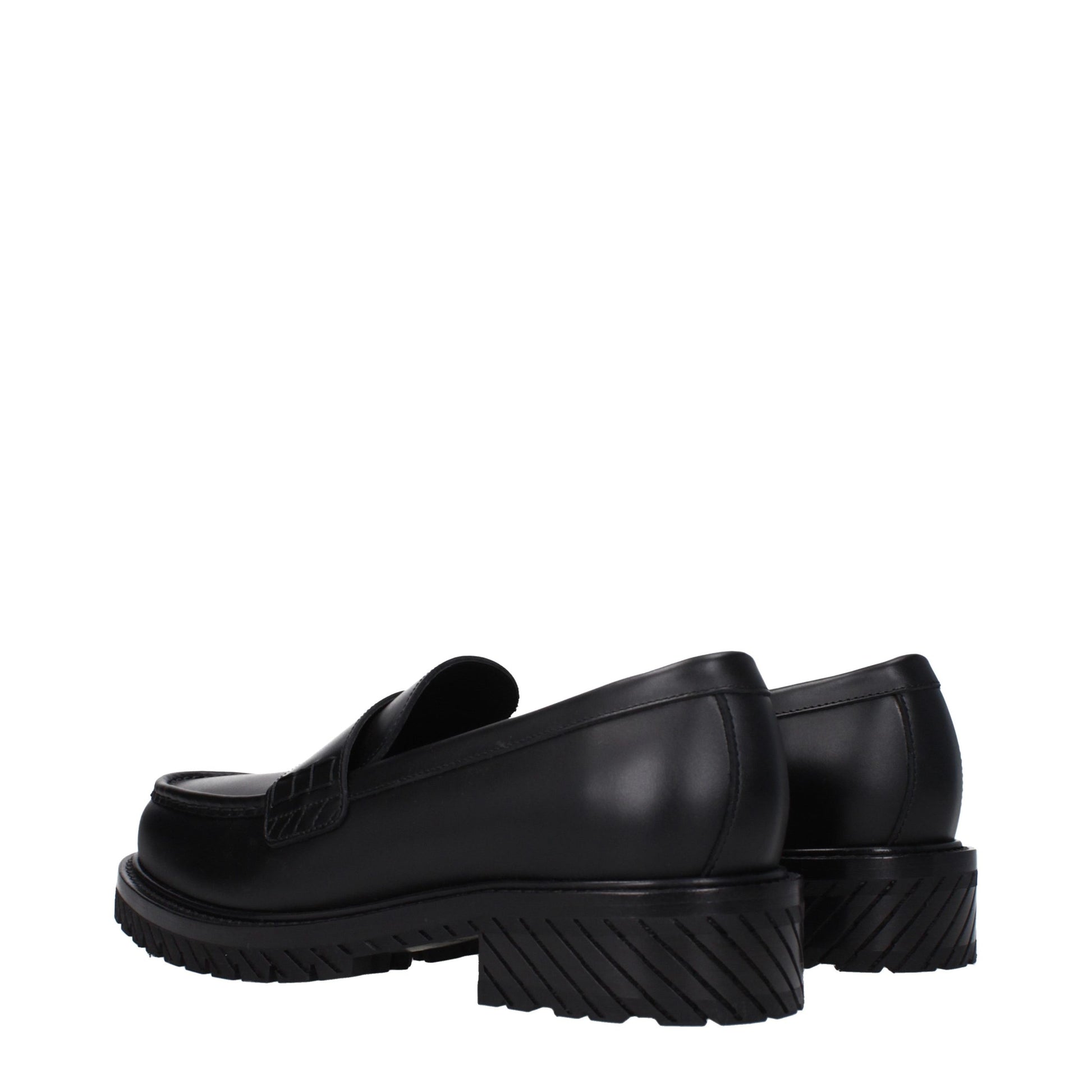 Off-White Black Leather Slip-On Loafers schwarz