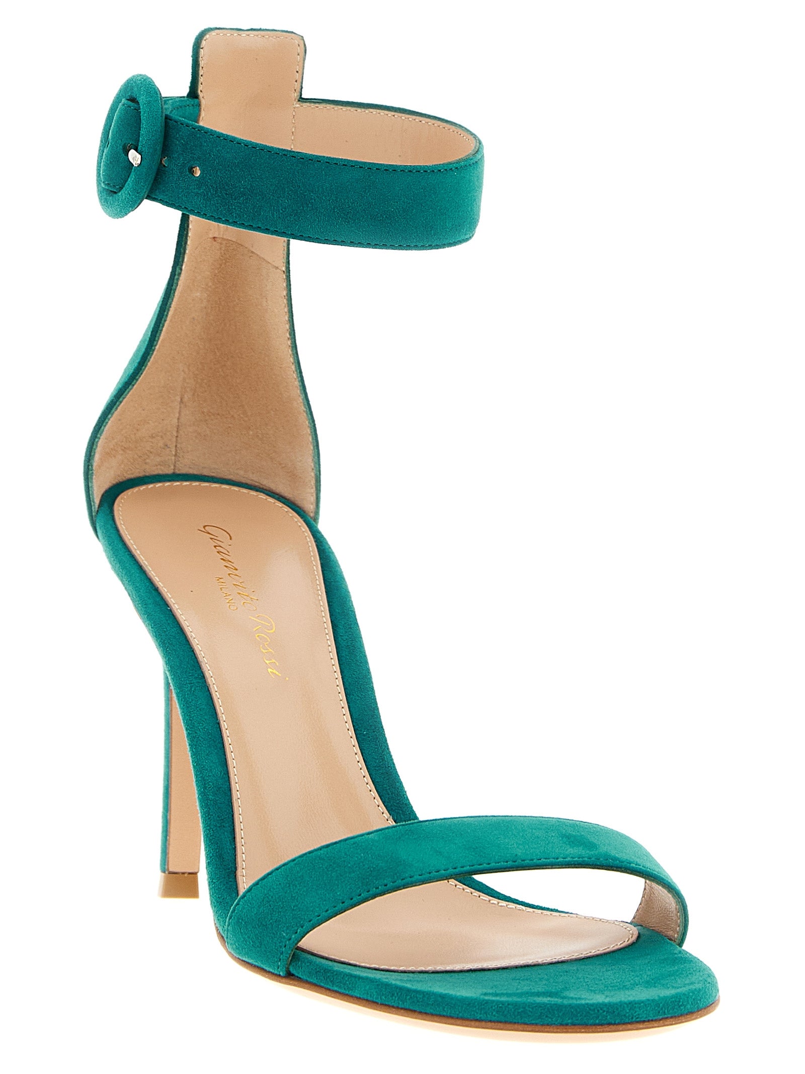 Gianvito Rossi Bicolor Suede Leather Stiletto Heel Sandals Curated Luxury Accessories by Orvyn