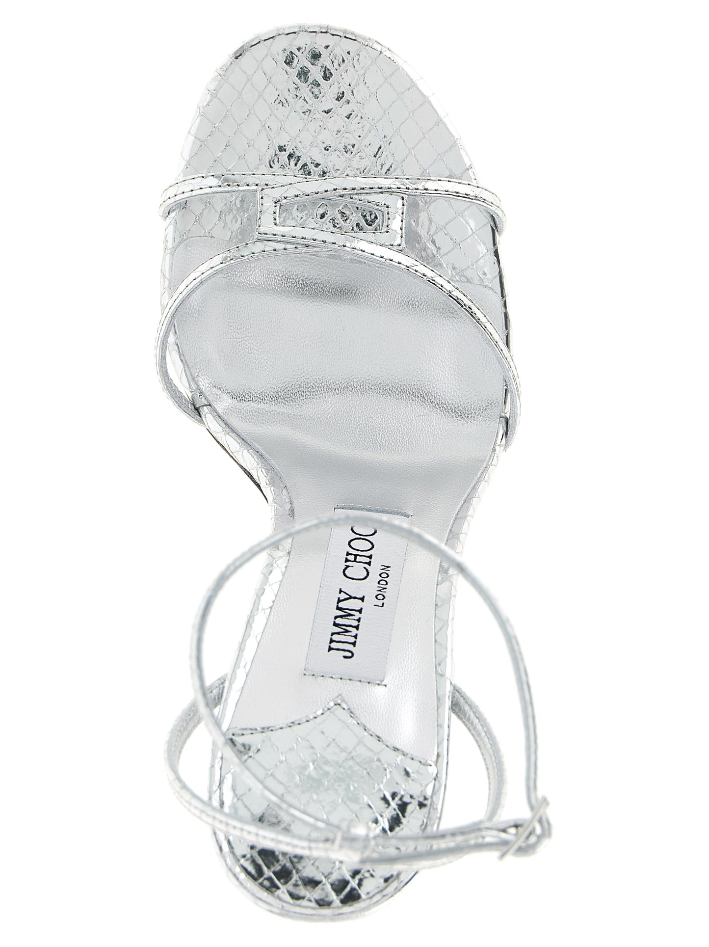 Jimmy Choo Silver Leather Stiletto Heel Sandals Curated Luxury Accessories by Orvyn