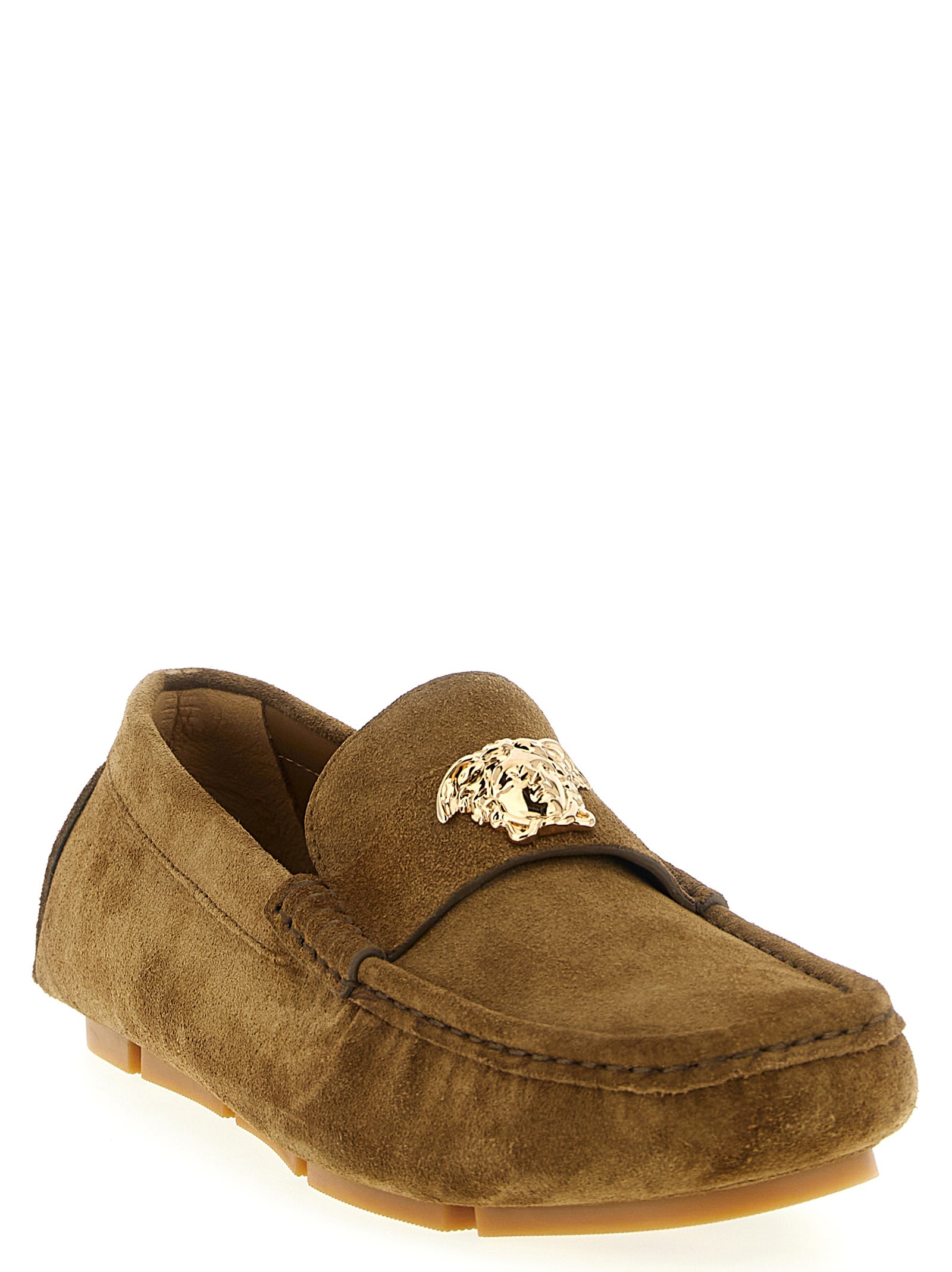 Versace Brown Calfskin Slip-On Loafers Curated Luxury Accessories by Orvyn