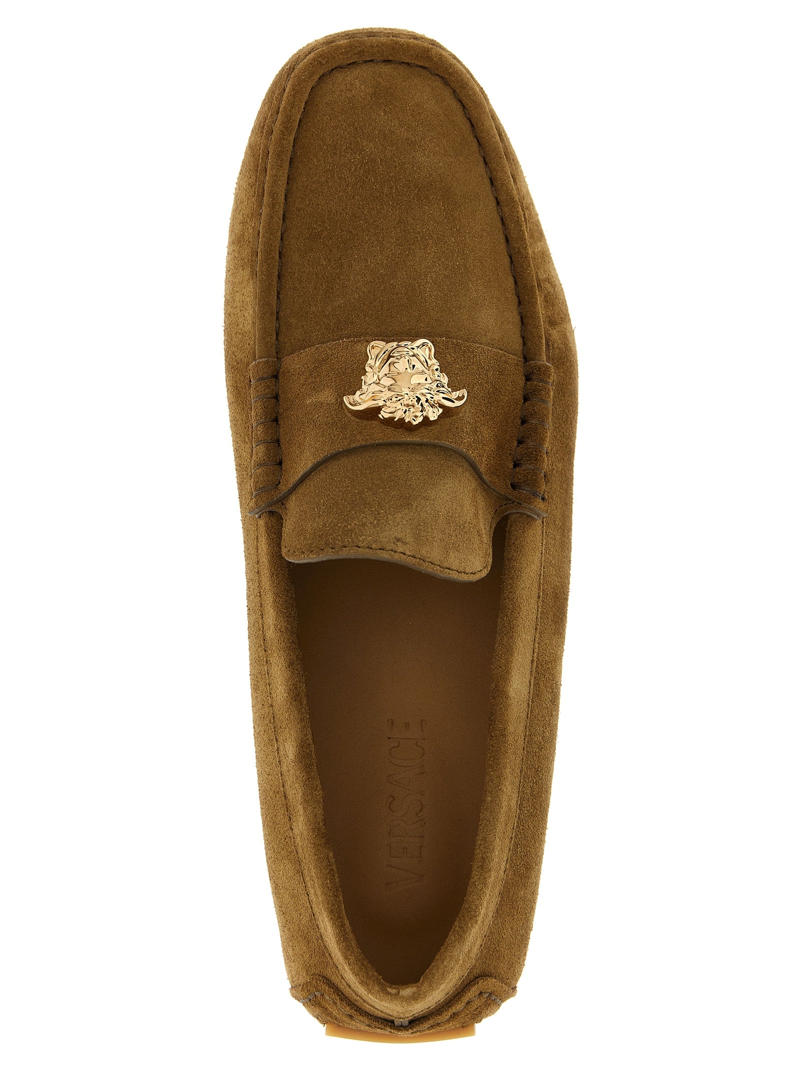 Versace Brown Calfskin Slip-On Loafers Curated Luxury Accessories by Orvyn