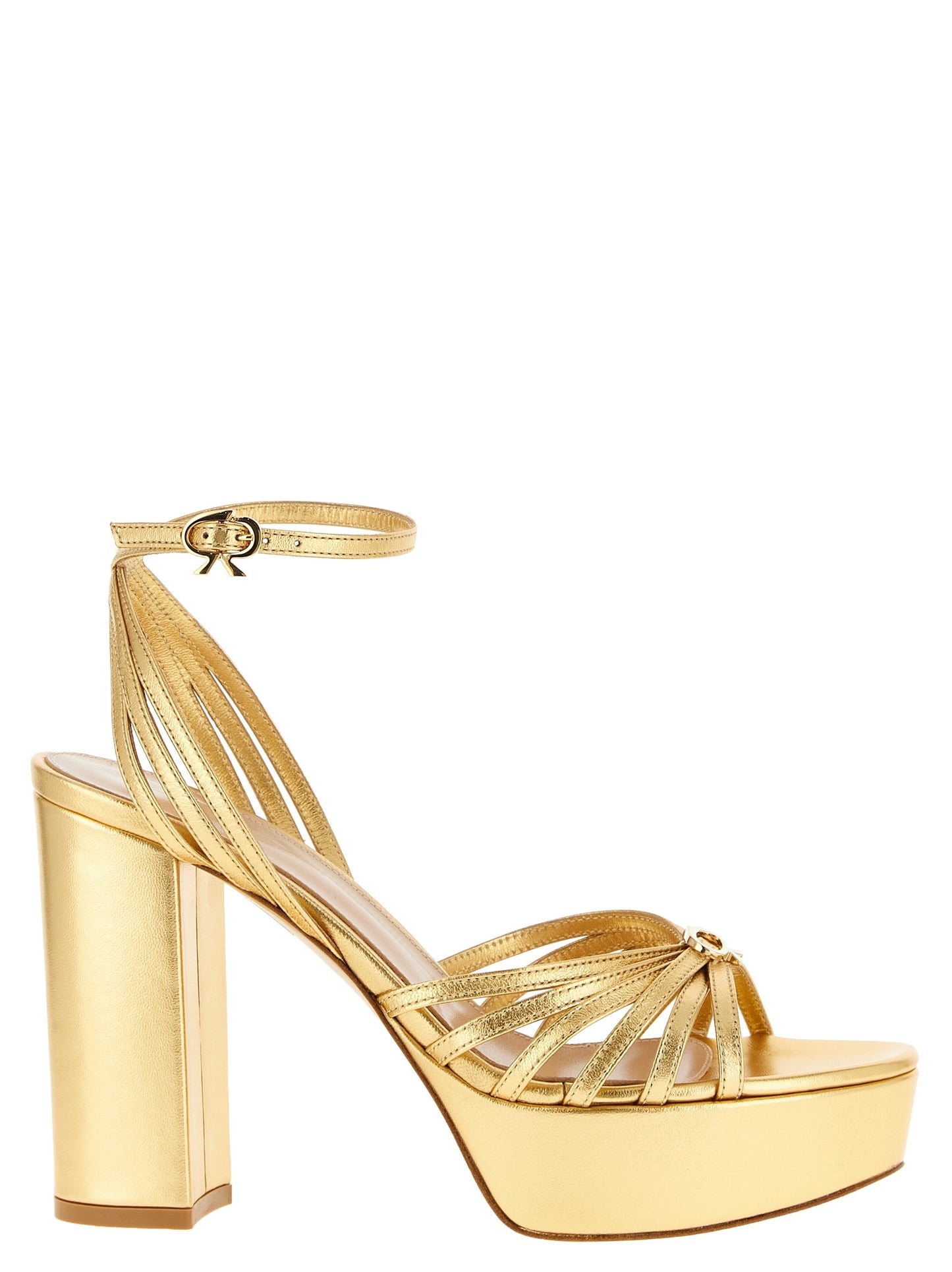 Gianvito Rossi Gold Lamb Leather Stiletto Heel Sandals Curated Luxury Accessories by Orvyn