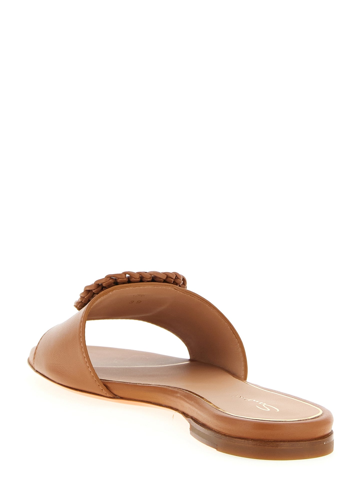 Santoni Brown Lamb Leather Slides Curated Luxury Accessories by Orvyn