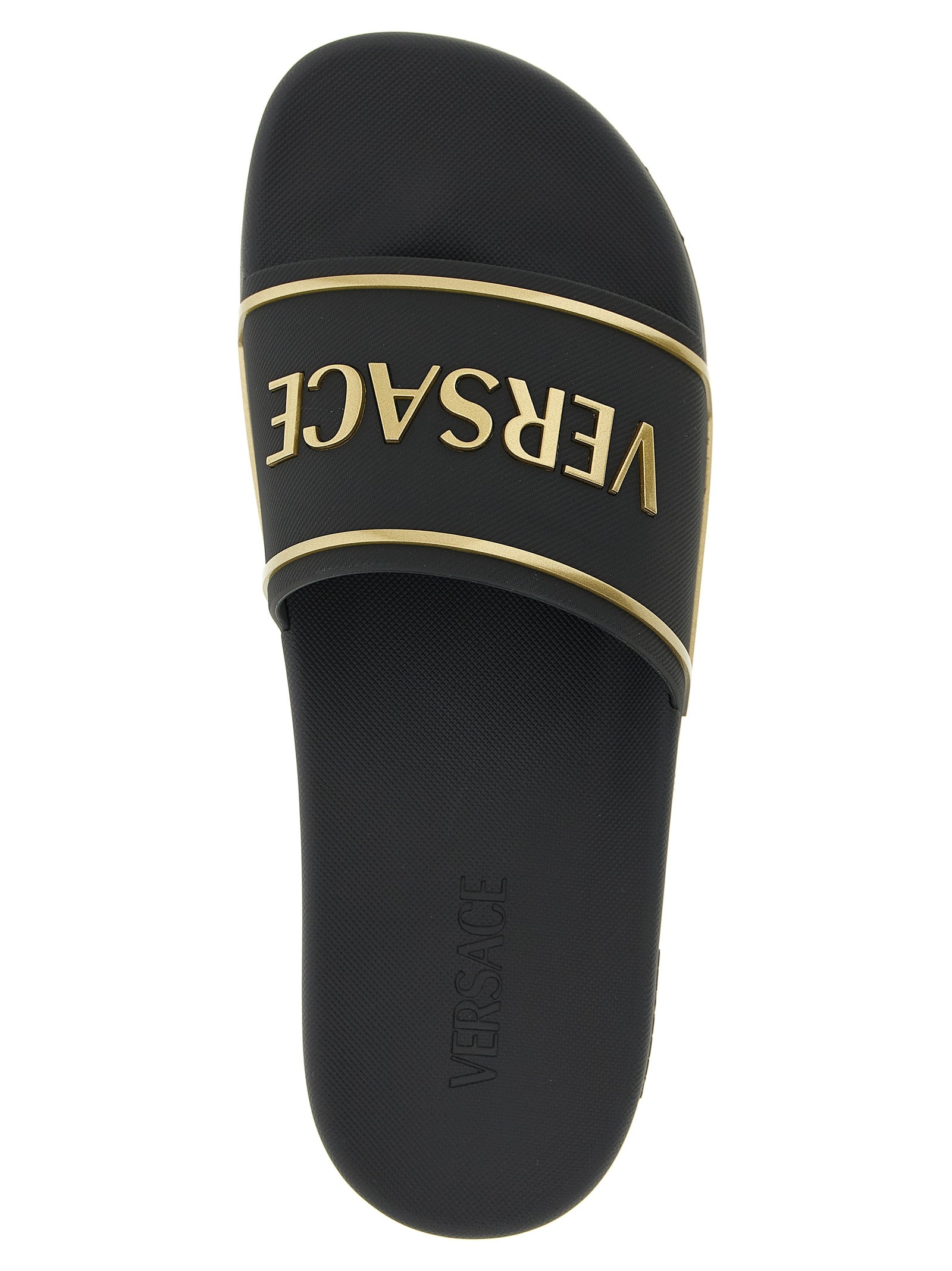 Versace Black Polyurethane Slides Curated Luxury Accessories by Orvyn