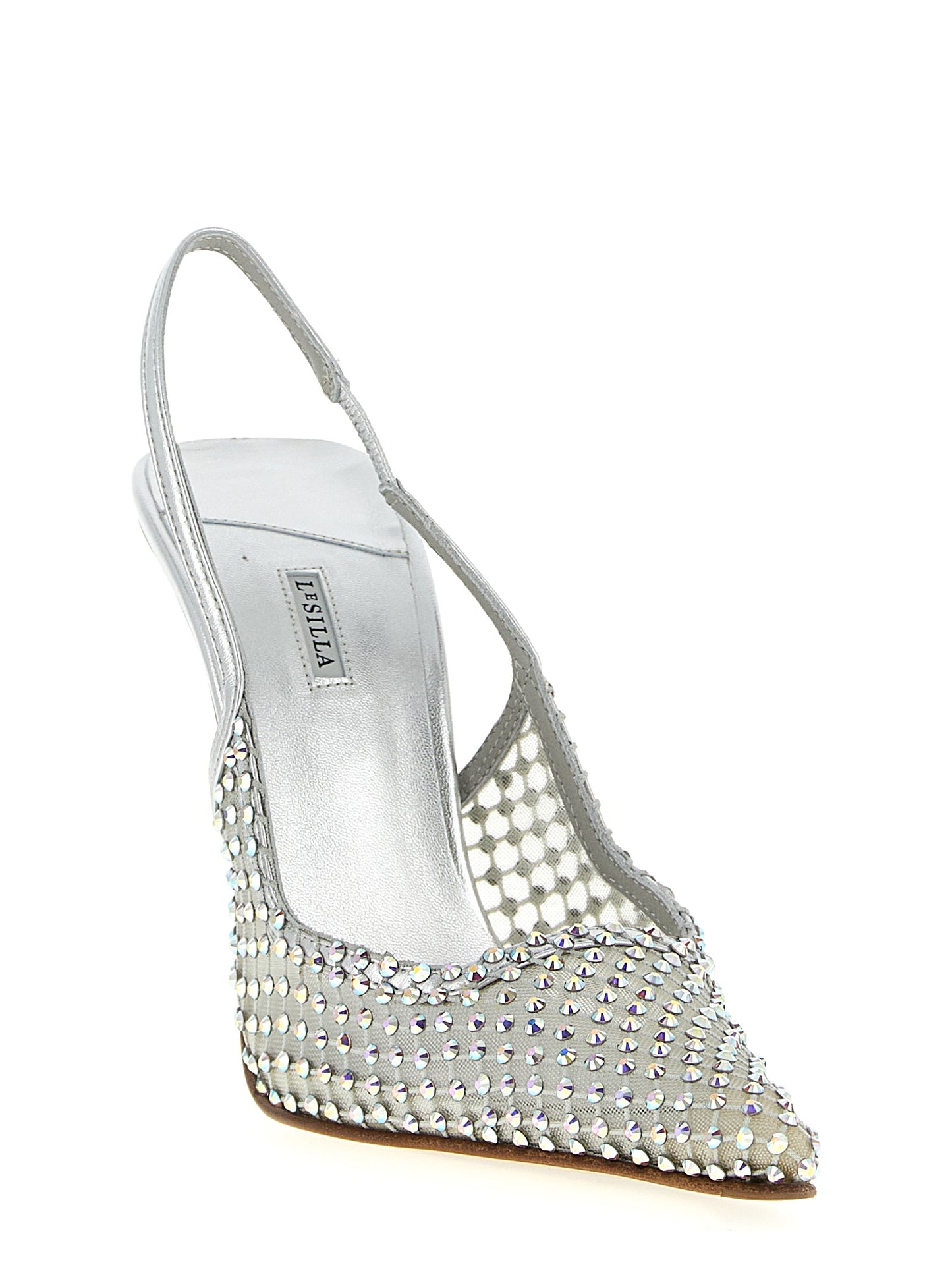 LE SILLA Silver Polyester High Heel Pumps Curated Luxury Accessories by Orvyn