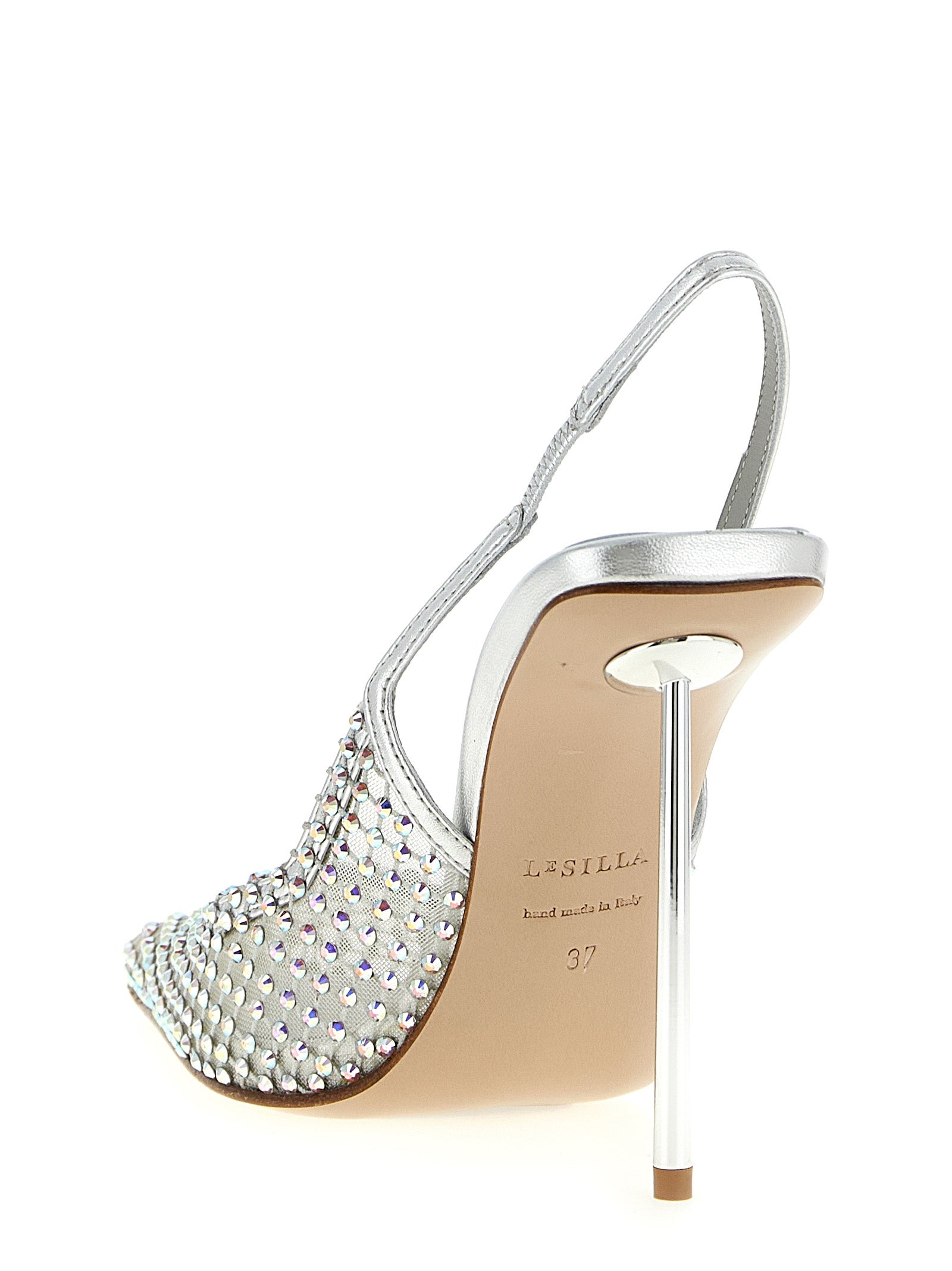 LE SILLA Silver Polyester High Heel Pumps Curated Luxury Accessories by Orvyn
