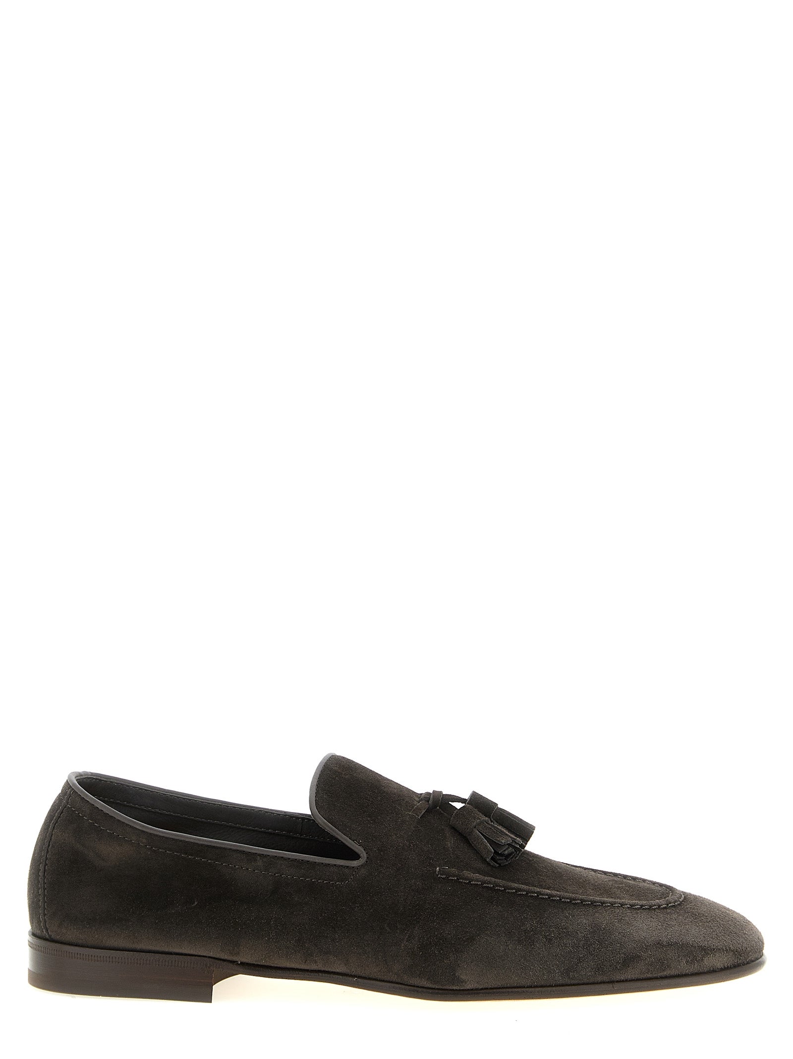 Brunello Cucinelli Gray Calfskin Slip-On Loafers Curated Luxury Accessories by Orvyn