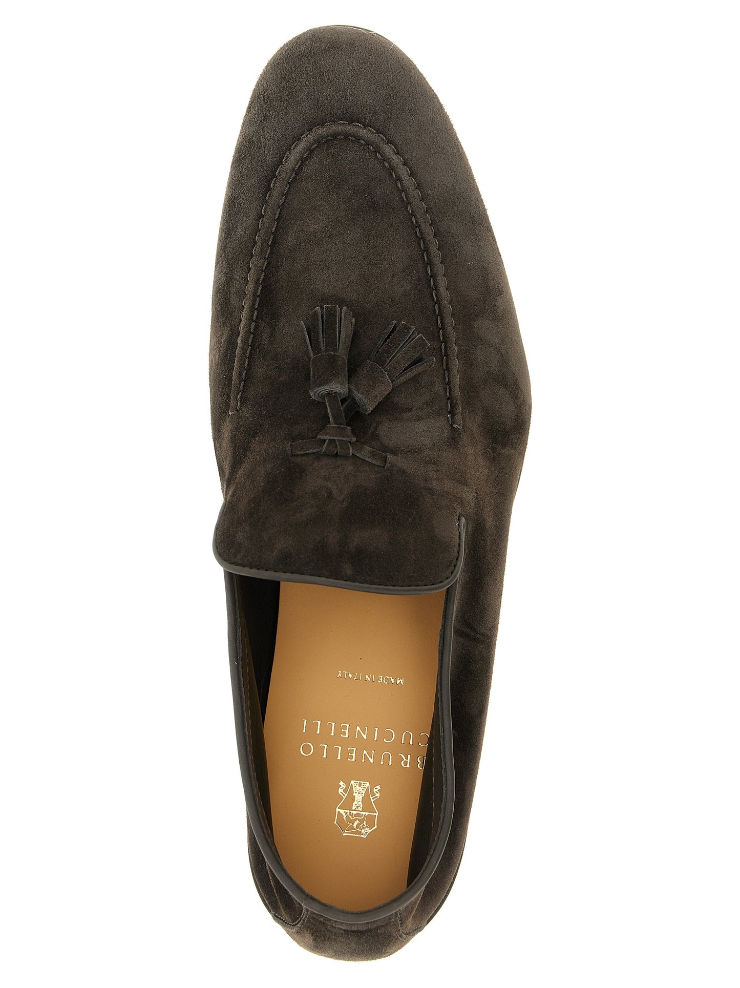 Brunello Cucinelli Gray Calfskin Slip-On Loafers Curated Luxury Accessories by Orvyn