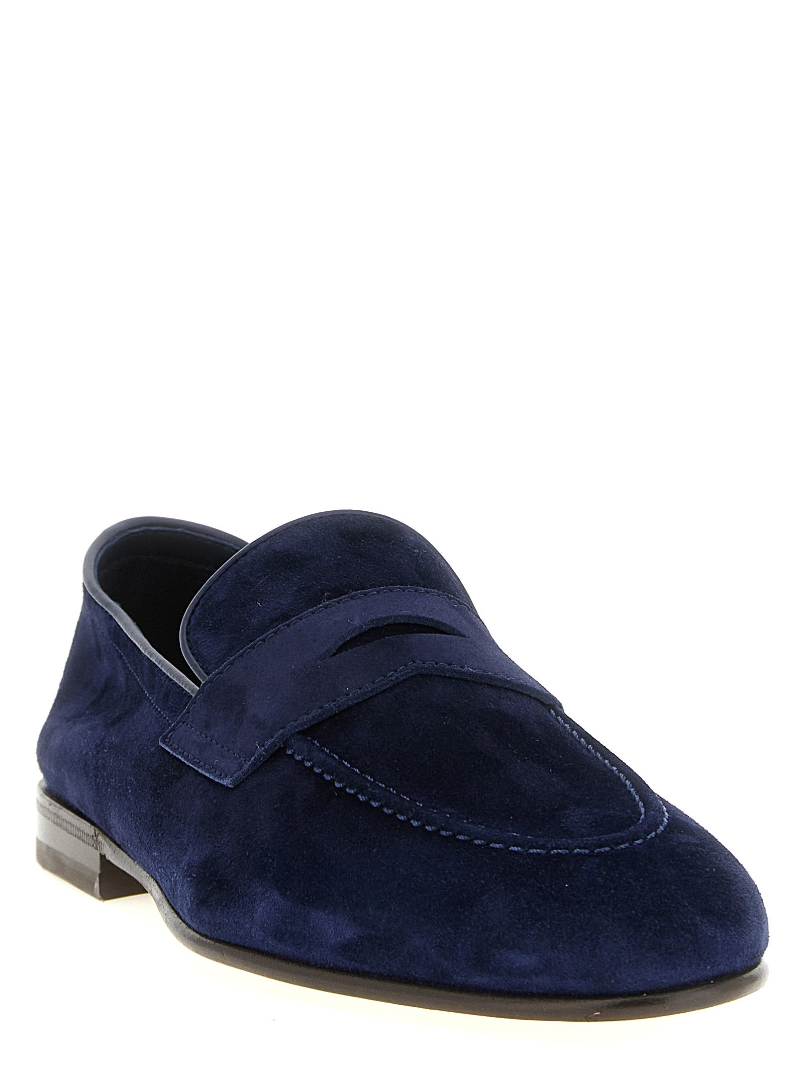 Brunello Cucinelli Blue Calfskin Slip-On Loafers Curated Luxury Accessories by Orvyn