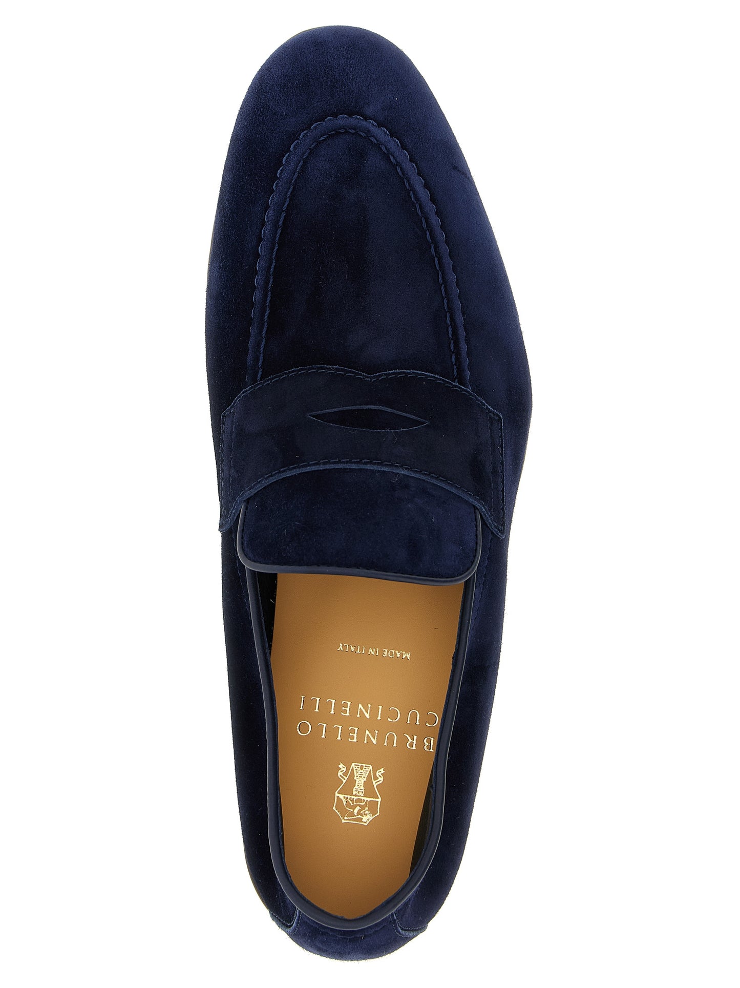 Brunello Cucinelli Blue Calfskin Slip-On Loafers Curated Luxury Accessories by Orvyn