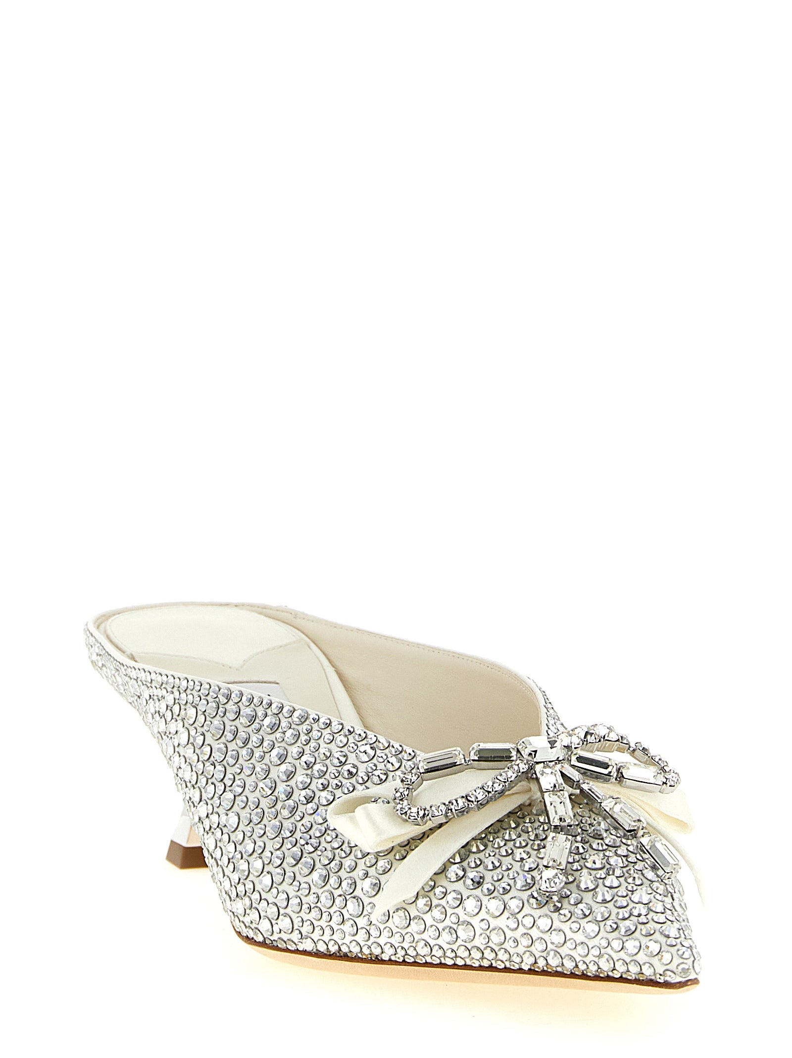 Jimmy Choo Silver Tencel Mid Heel Pumps Curated Luxury Accessories by Orvyn