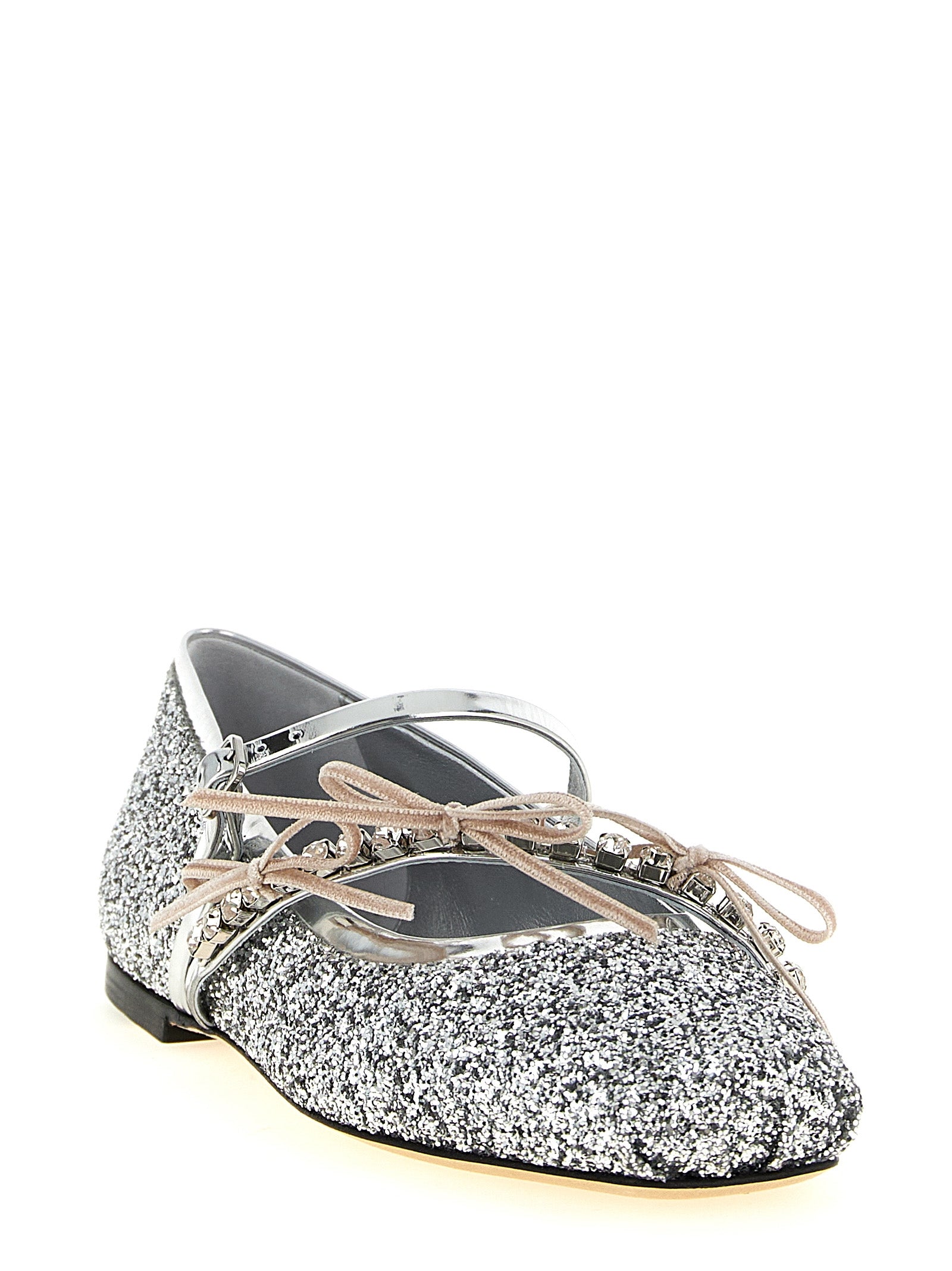Jimmy Choo Silver Tencel Ballet Flats Curated Luxury Accessories by Orvyn