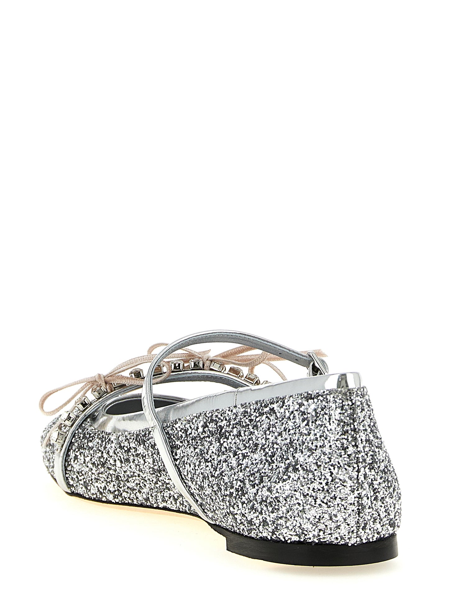 Jimmy Choo Silver Tencel Ballet Flats Curated Luxury Accessories by Orvyn