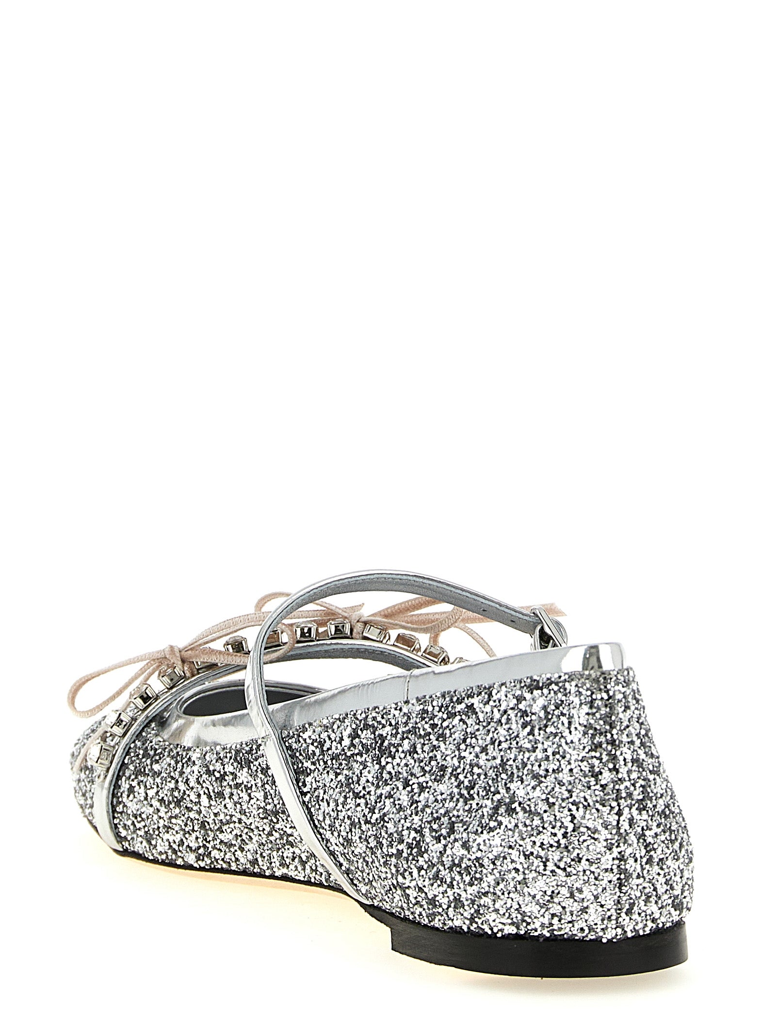 Jimmy Choo Silver Tencel Ballet Flats Curated Luxury Accessories by Orvyn