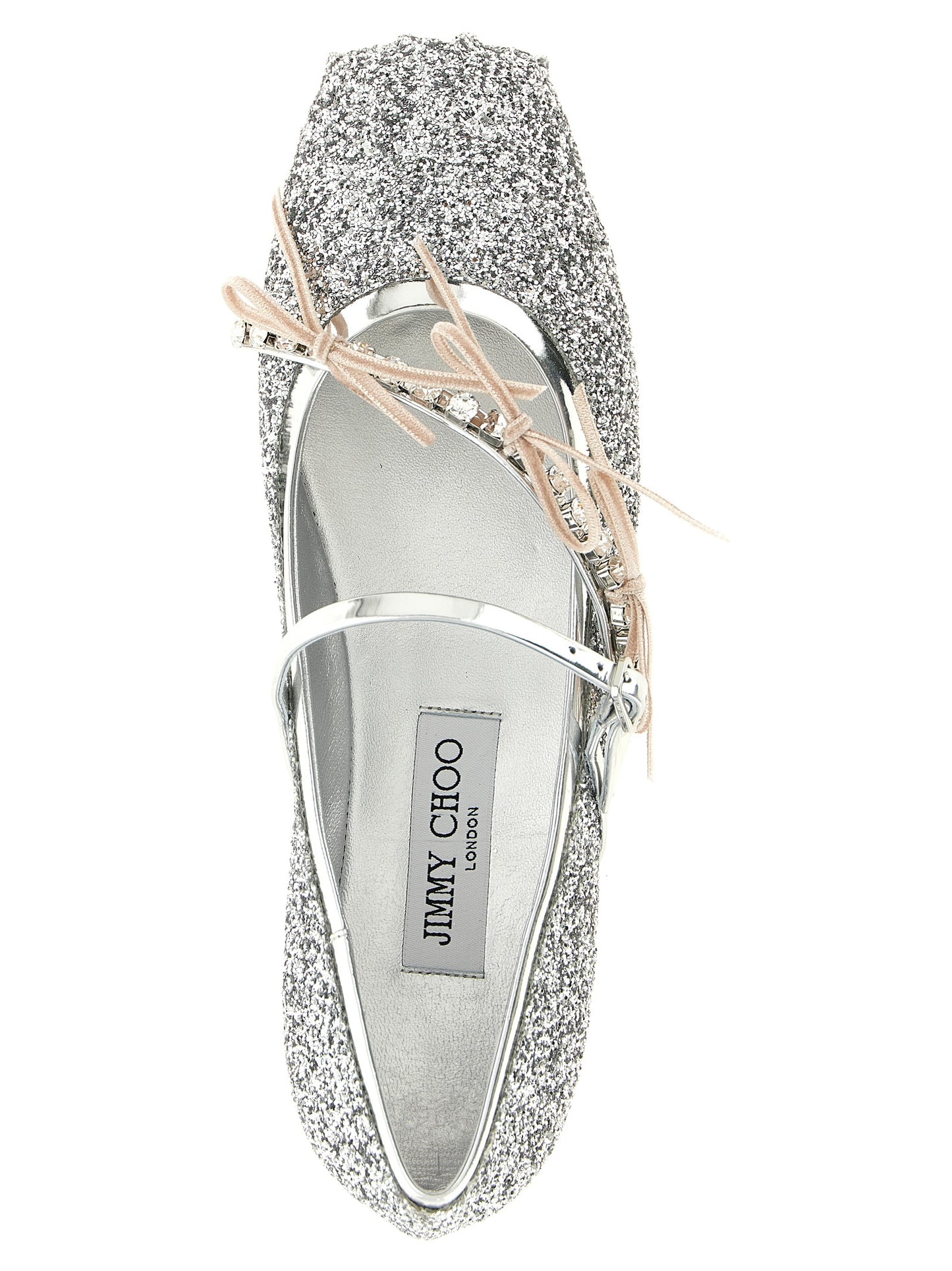 Jimmy Choo Silver Tencel Ballet Flats Curated Luxury Accessories by Orvyn