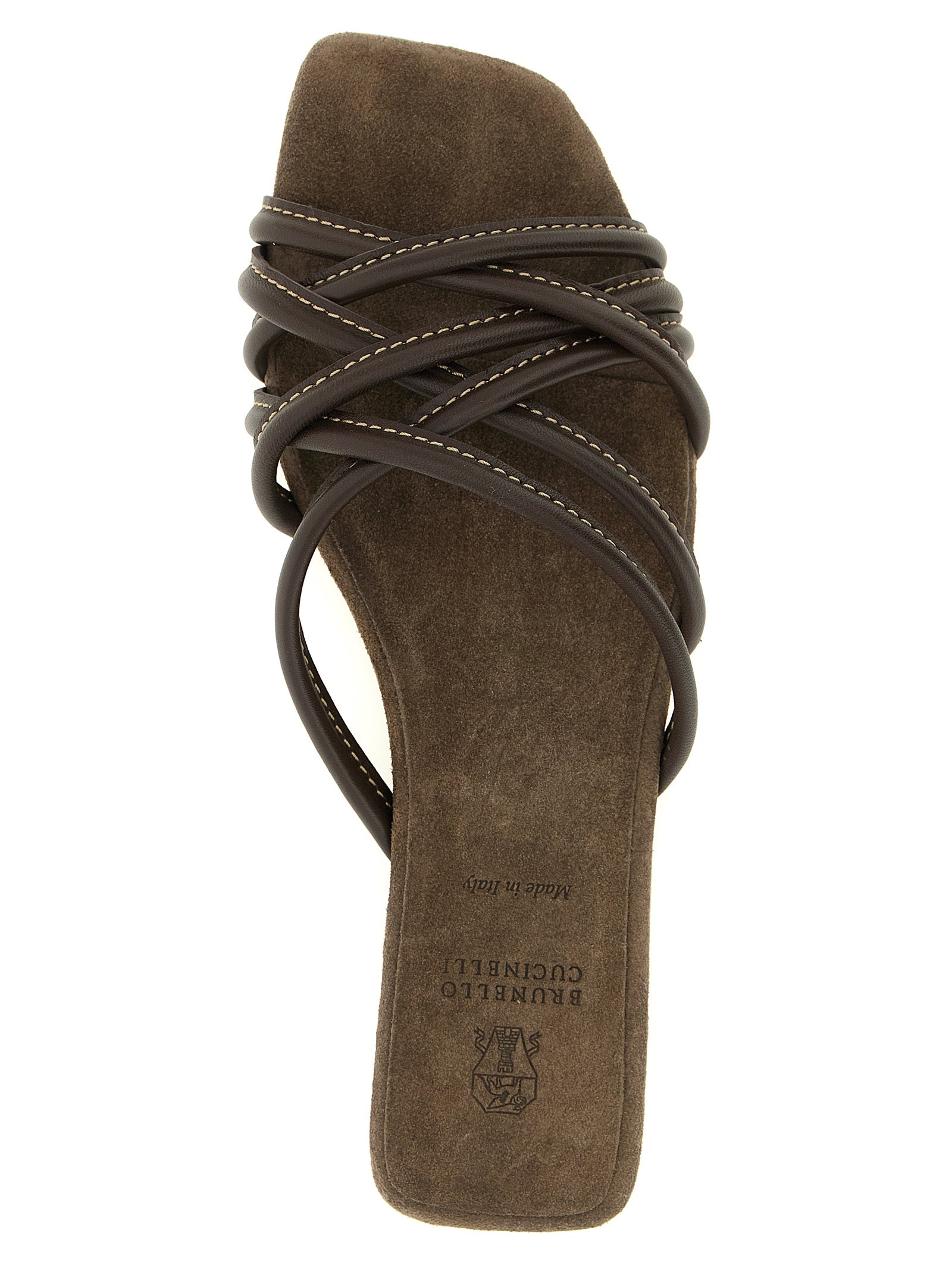 Brunello Cucinelli Brown Lamb Leather Slides Curated Luxury Accessories by Orvyn