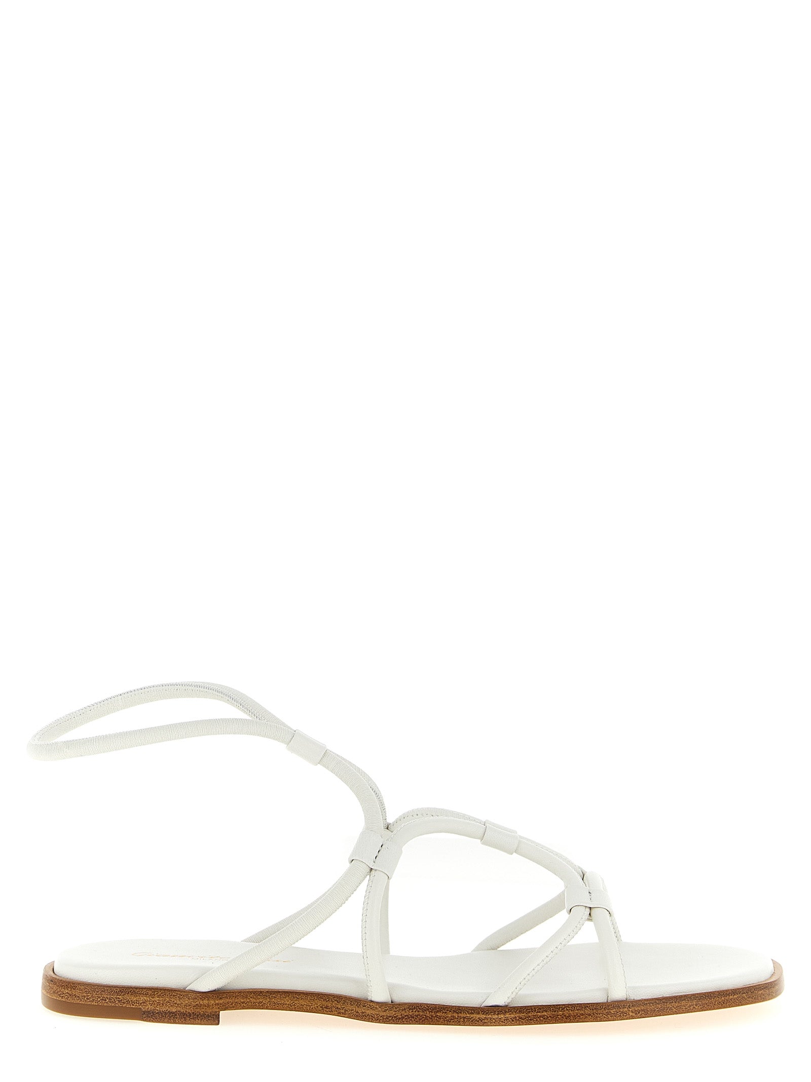 Gianvito Rossi White Lamb Leather Flat Sandals Curated Luxury Accessories by Orvyn