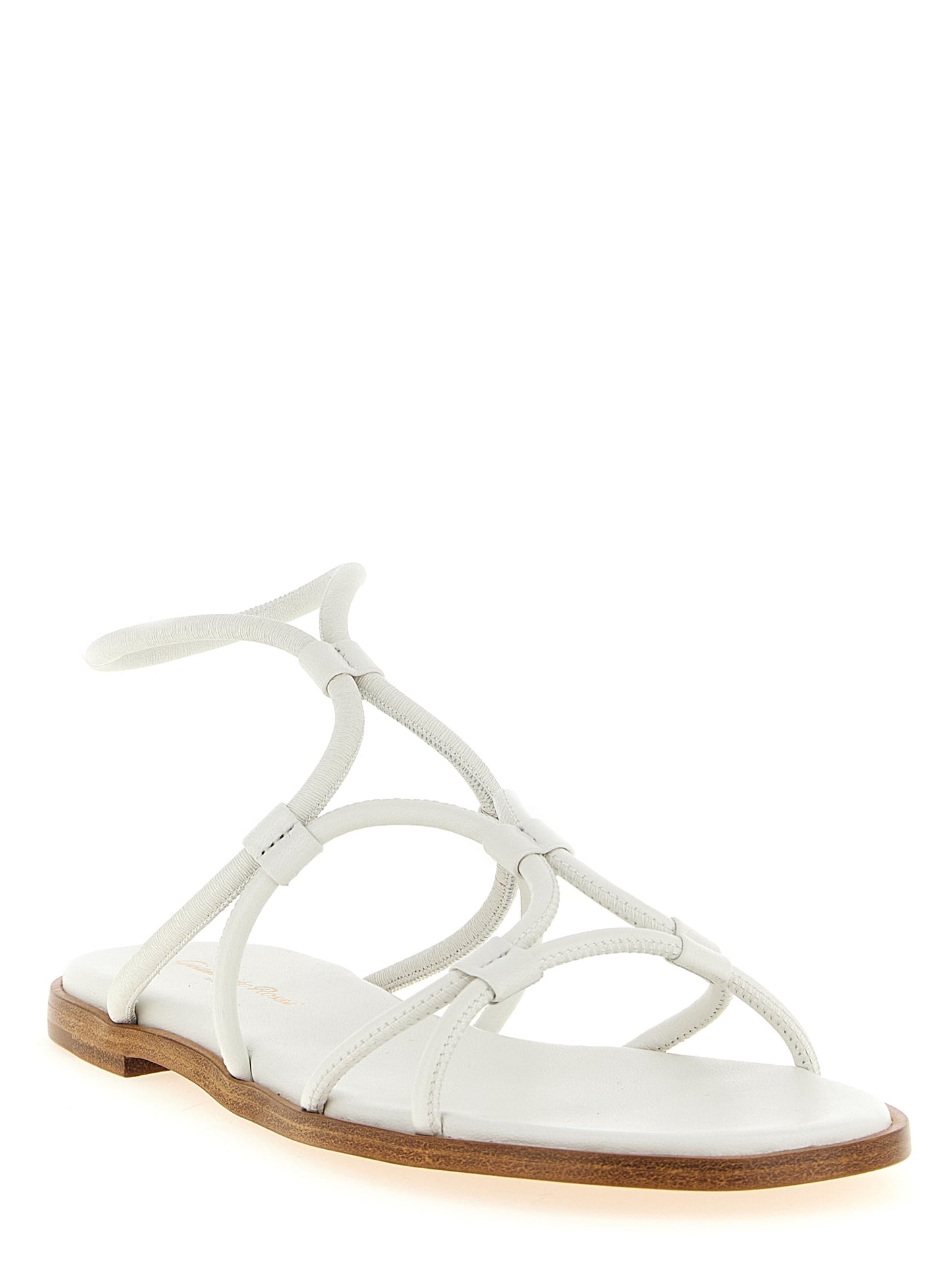 Gianvito Rossi White Lamb Leather Flat Sandals Curated Luxury Accessories by Orvyn