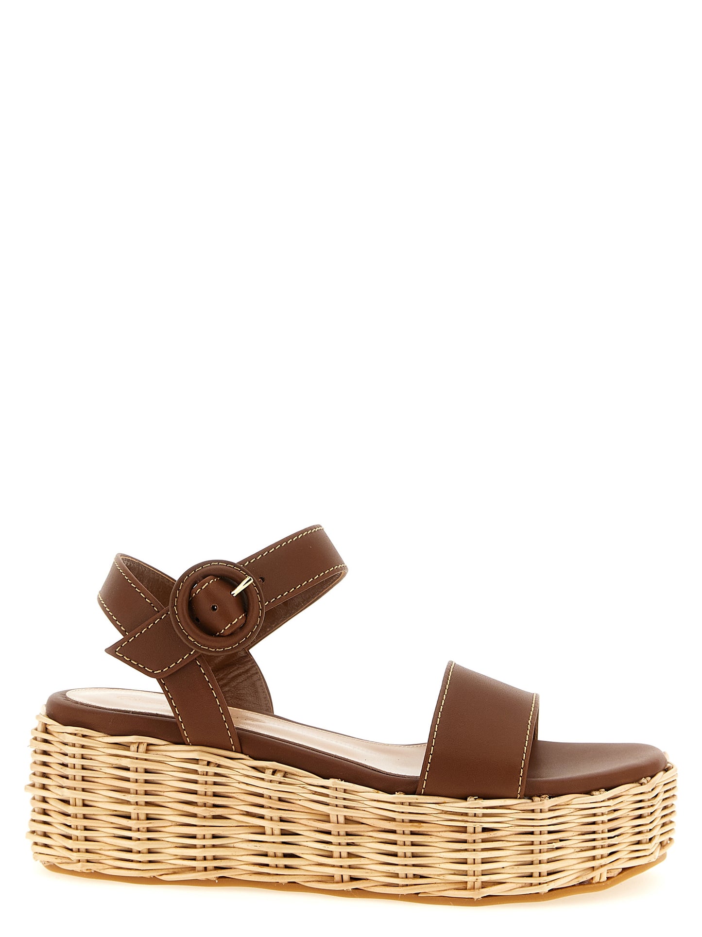 Gianvito Rossi Brown Calfskin Wedge Sandals Curated Luxury Accessories by Orvyn