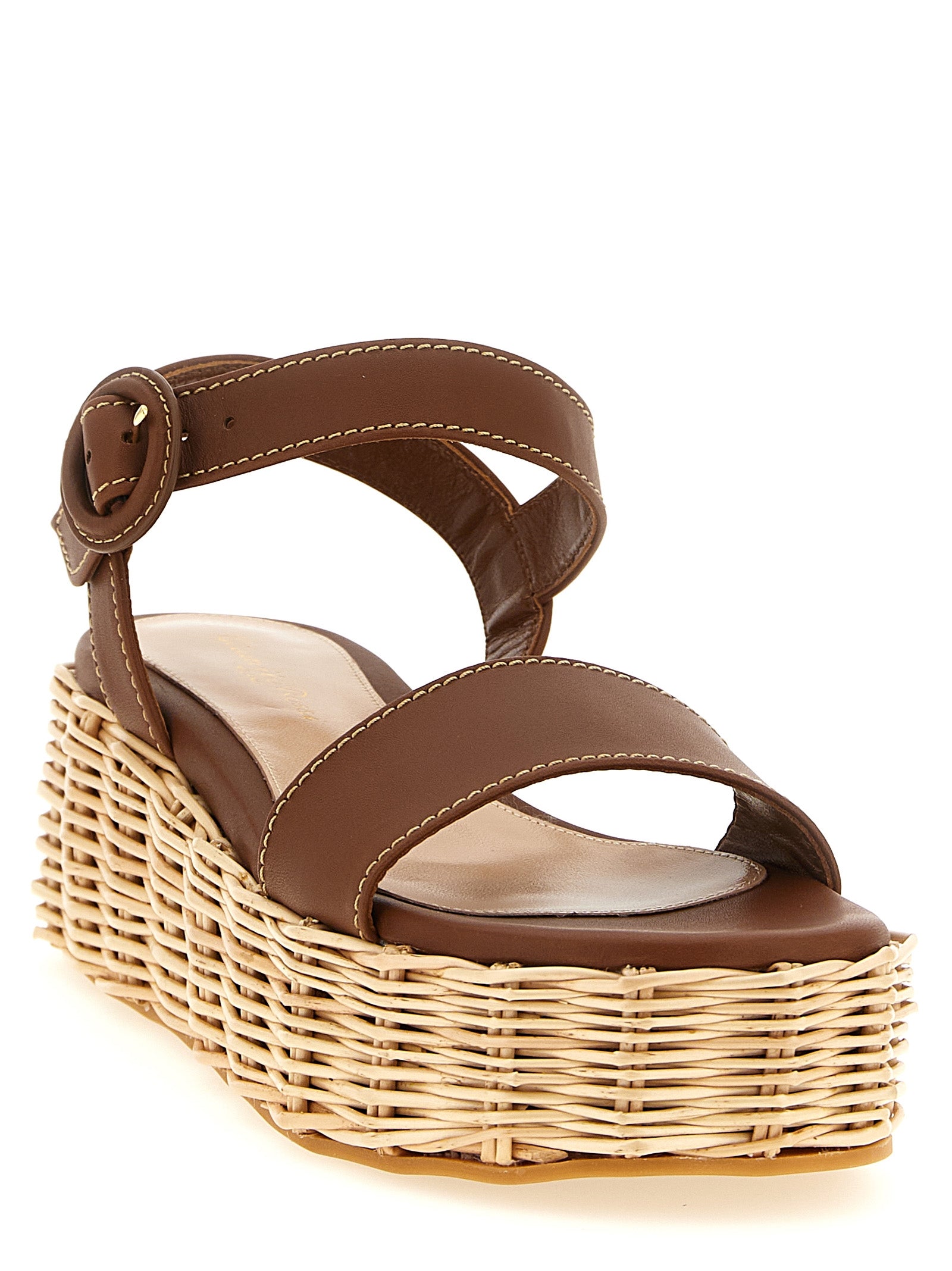 Gianvito Rossi Brown Calfskin Wedge Sandals Curated Luxury Accessories by Orvyn