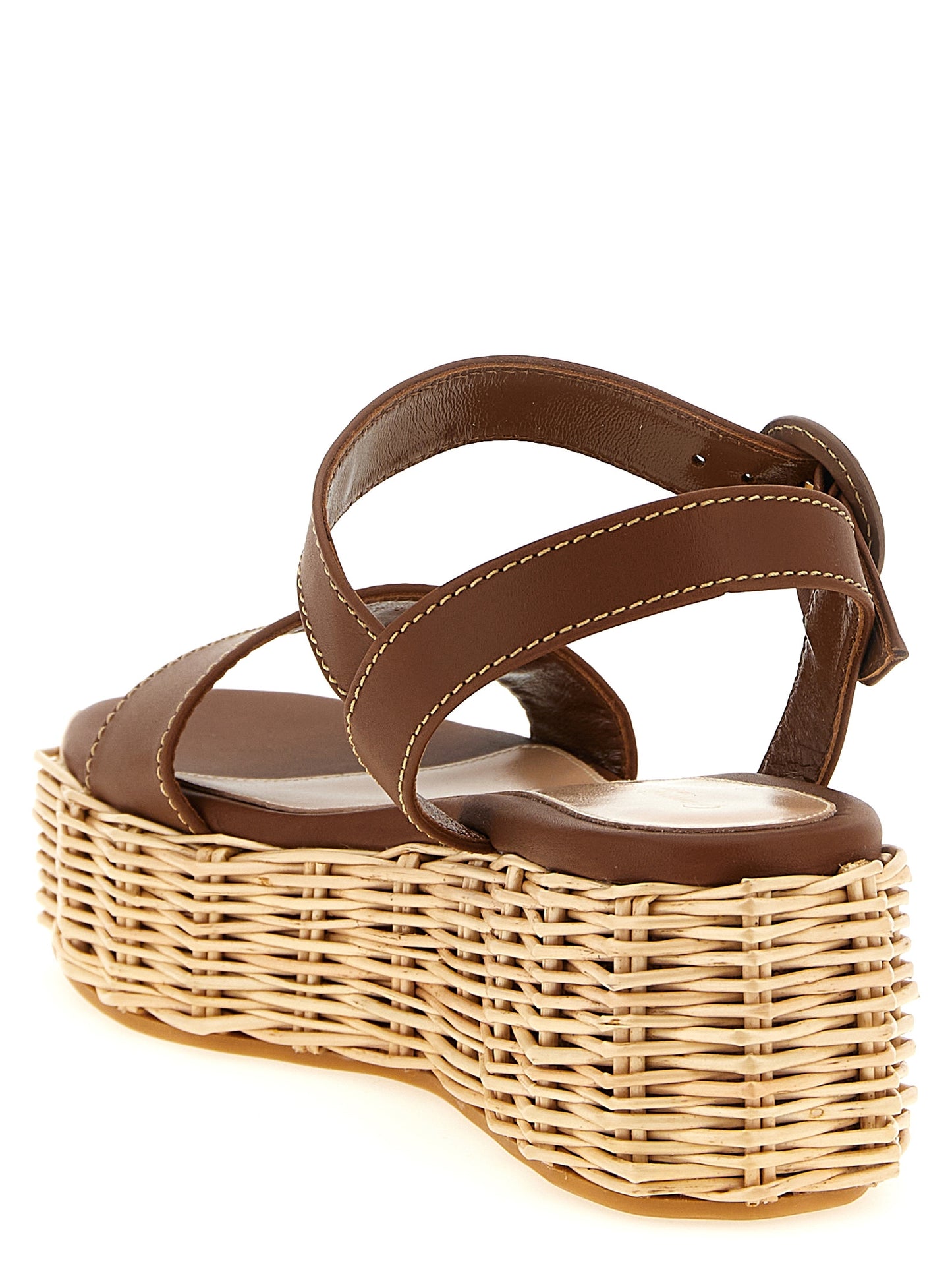 Gianvito Rossi Brown Calfskin Wedge Sandals Curated Luxury Accessories by Orvyn