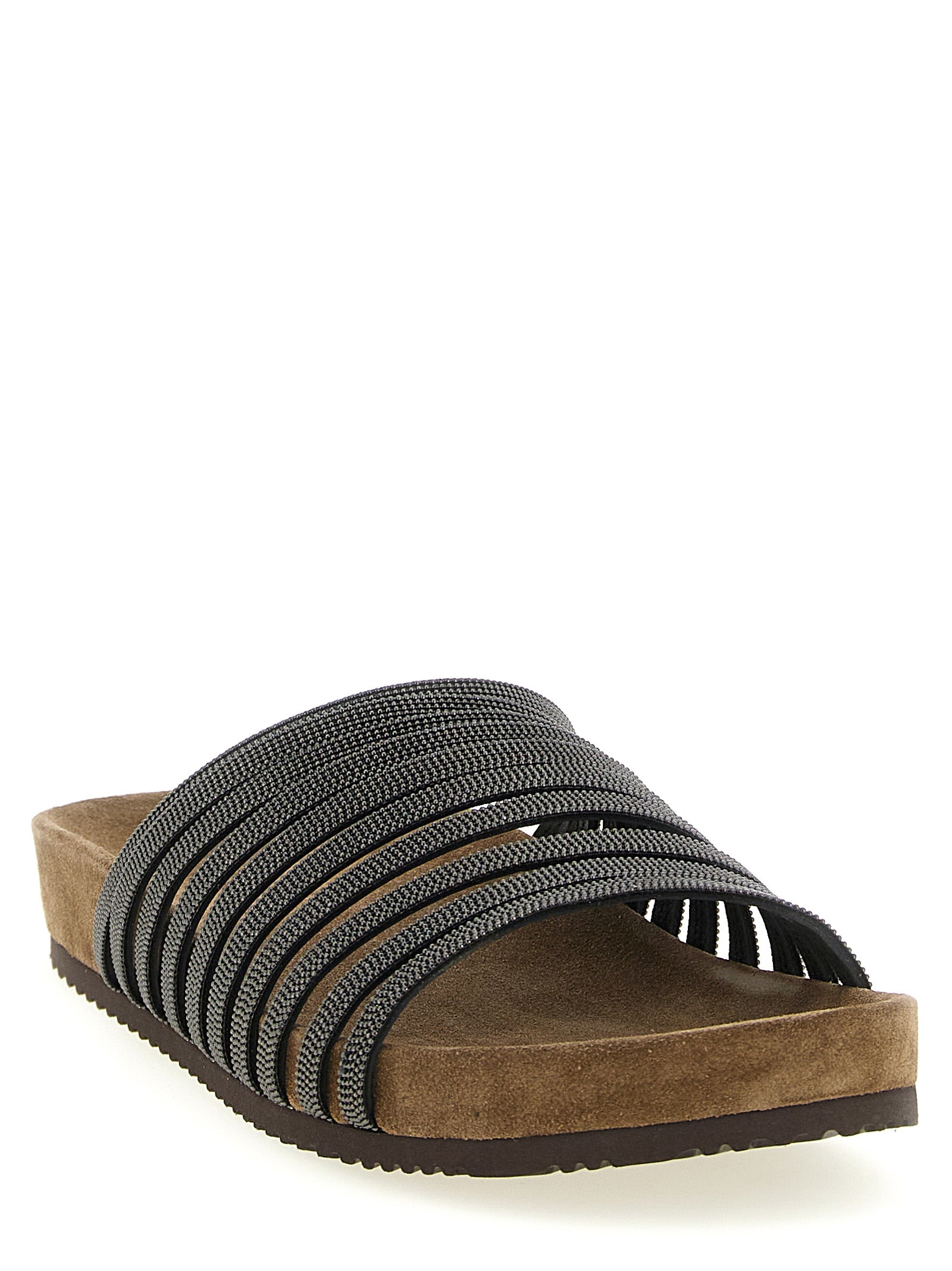 Brunello Cucinelli Black Lamb Leather Slides Curated Luxury Accessories by Orvyn