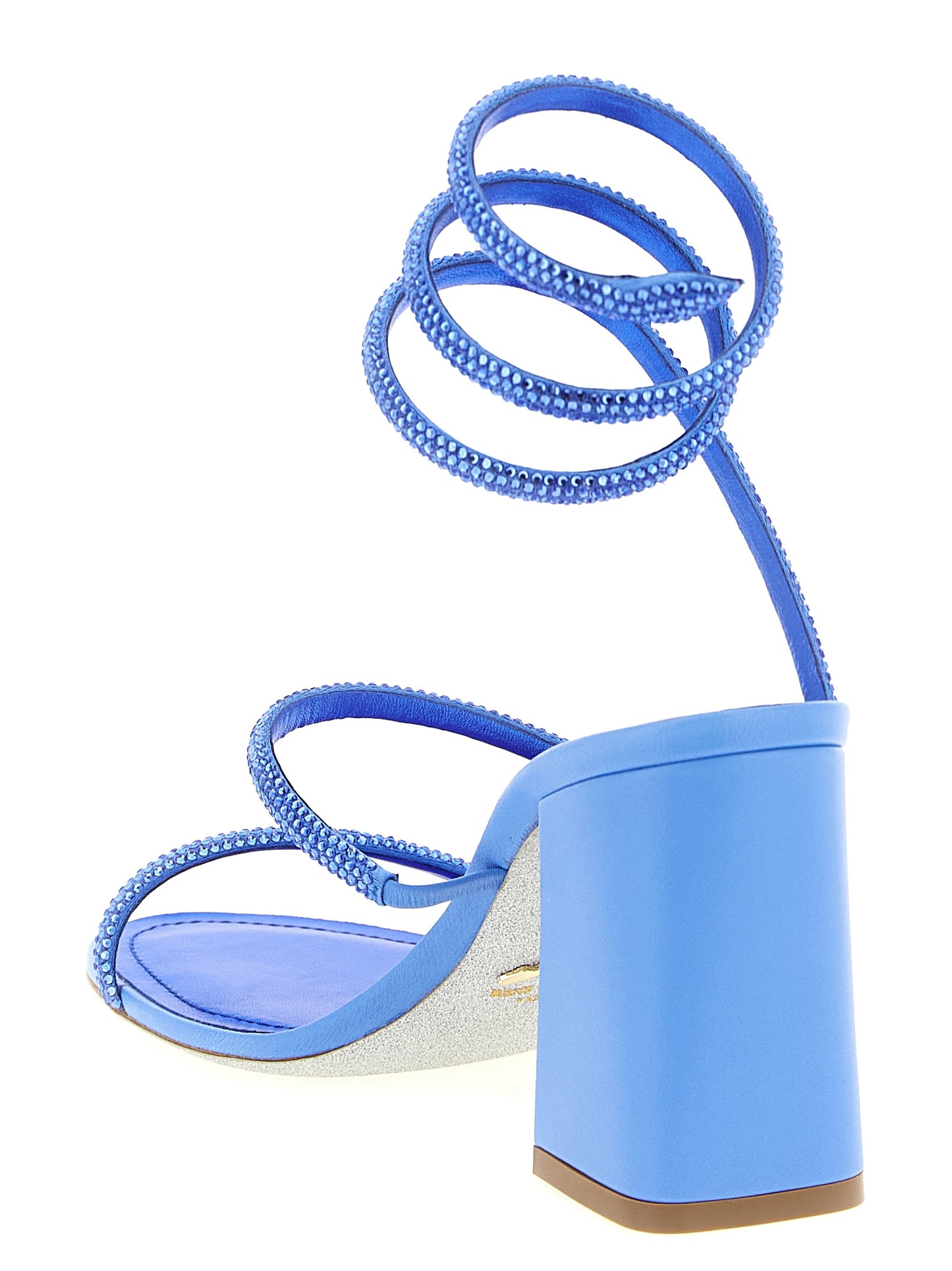 RENE CAOVILLA Blue Viscose Stiletto Heel Sandals Curated Luxury Accessories by Orvyn