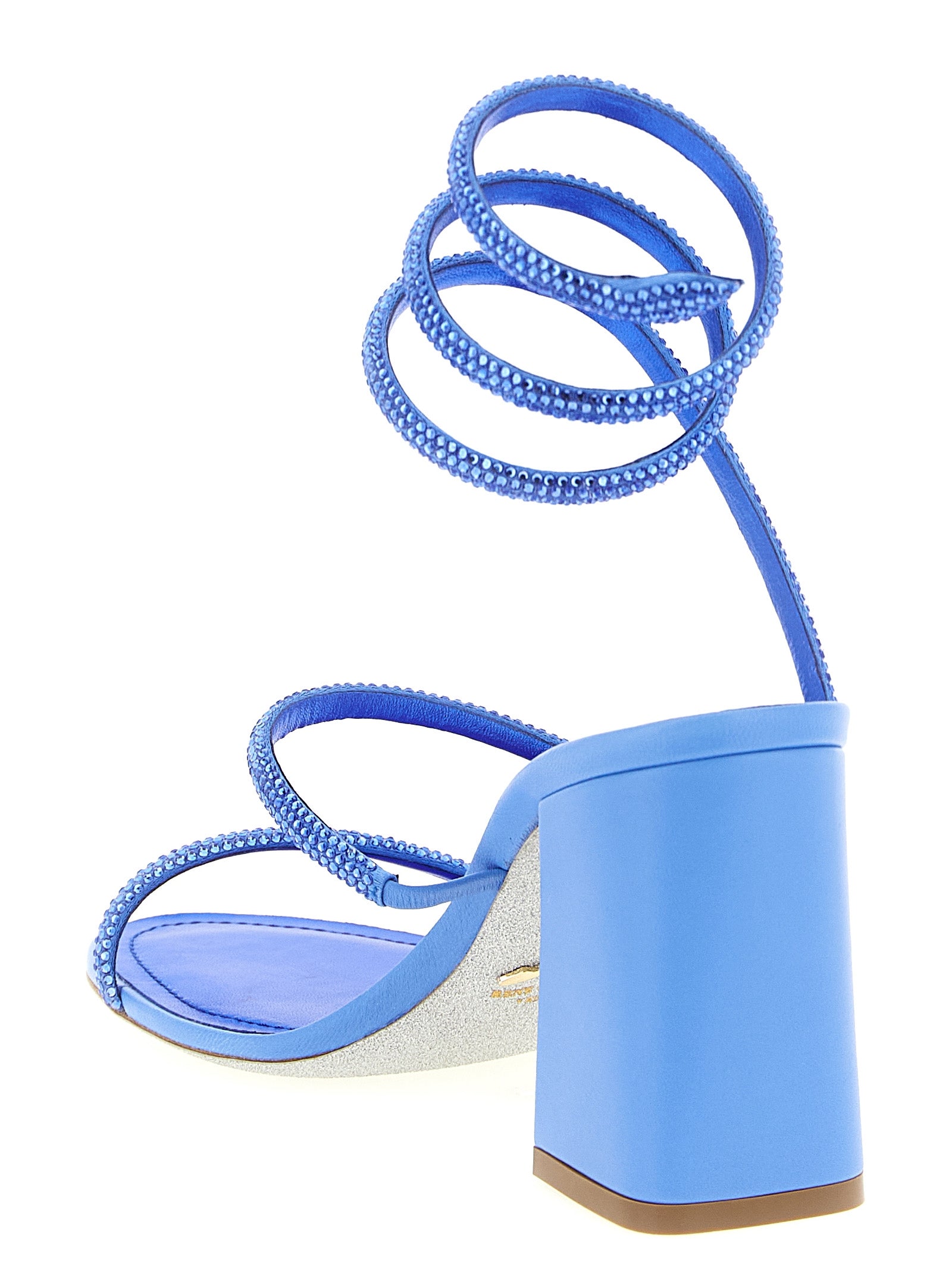RENE CAOVILLA Blue Viscose Stiletto Heel Sandals Curated Luxury Accessories by Orvyn