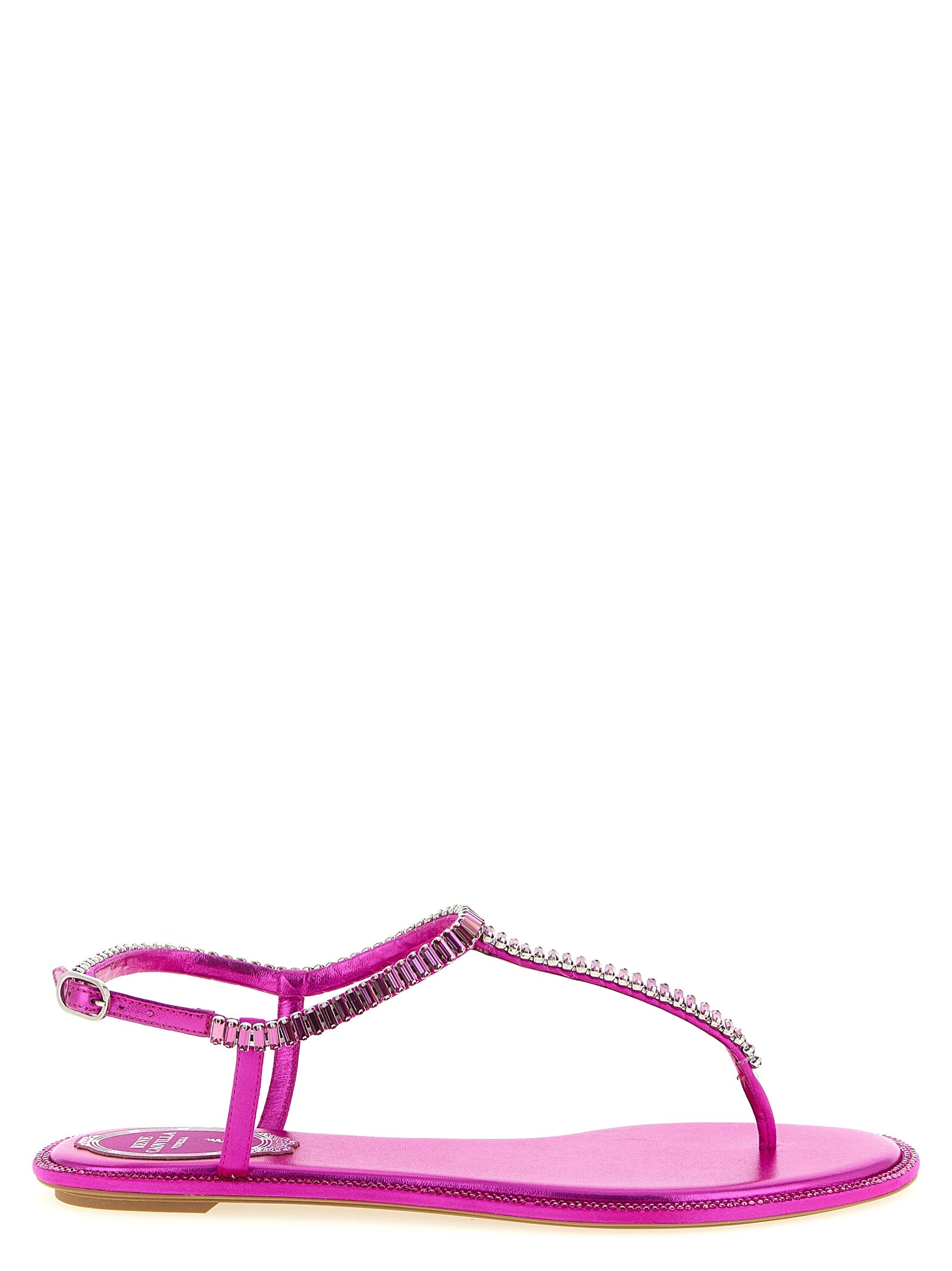 RENE CAOVILLA Fuchsia Viscose Flat Sandals Curated Luxury Accessories by Orvyn