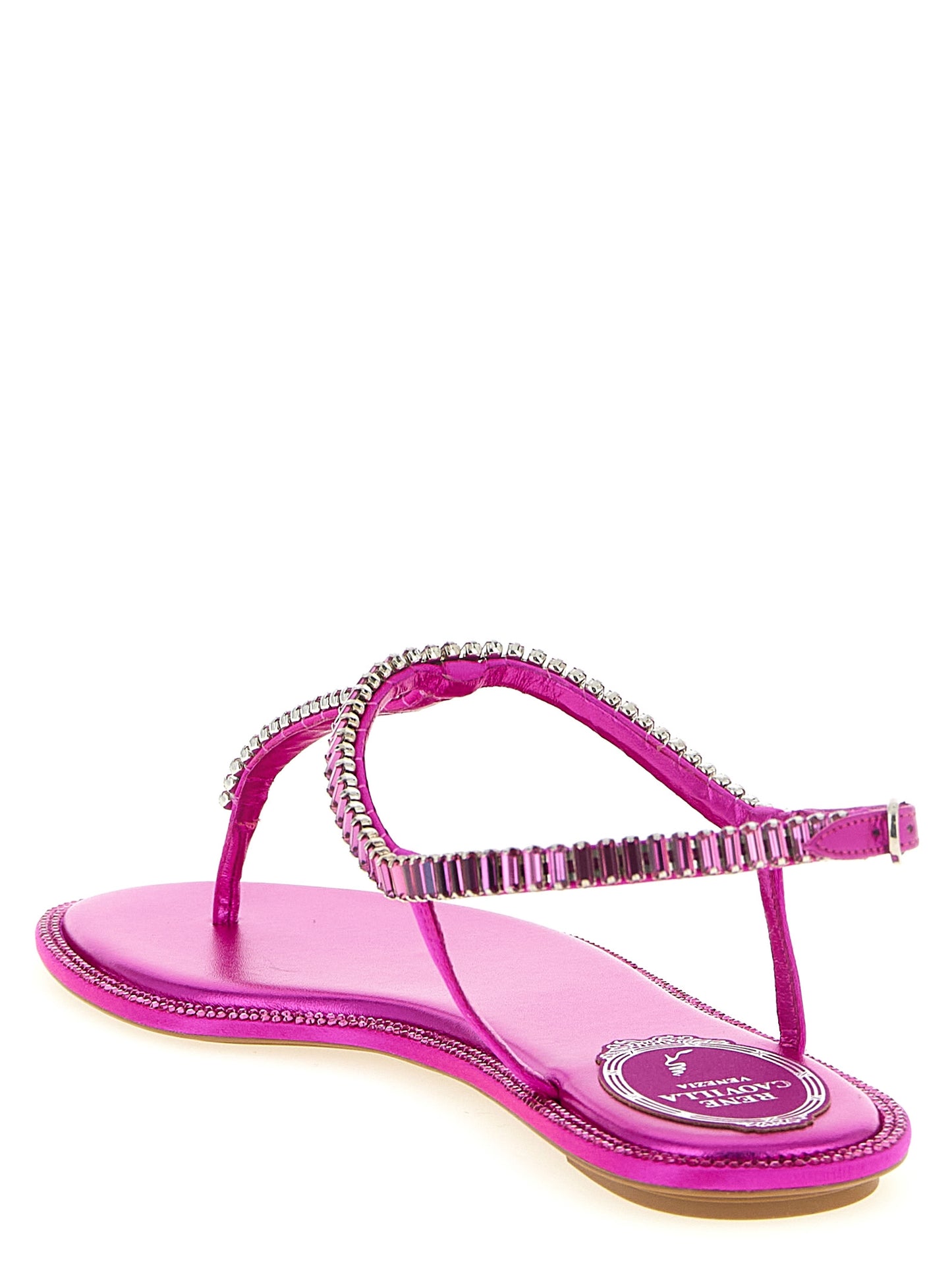 RENE CAOVILLA Fuchsia Viscose Flat Sandals Curated Luxury Accessories by Orvyn