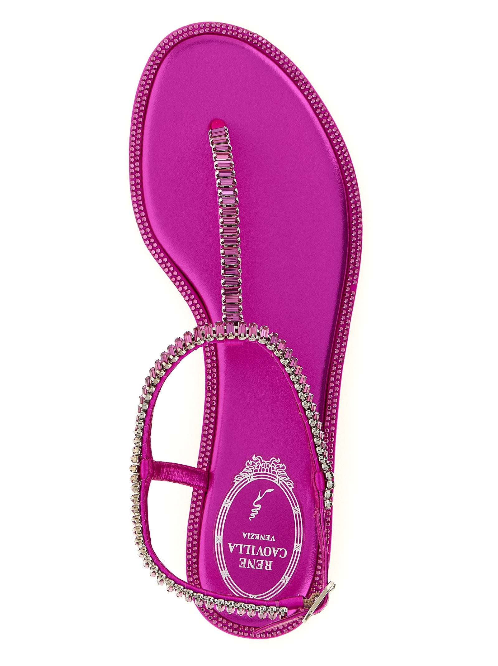 RENE CAOVILLA Fuchsia Viscose Flat Sandals Curated Luxury Accessories by Orvyn