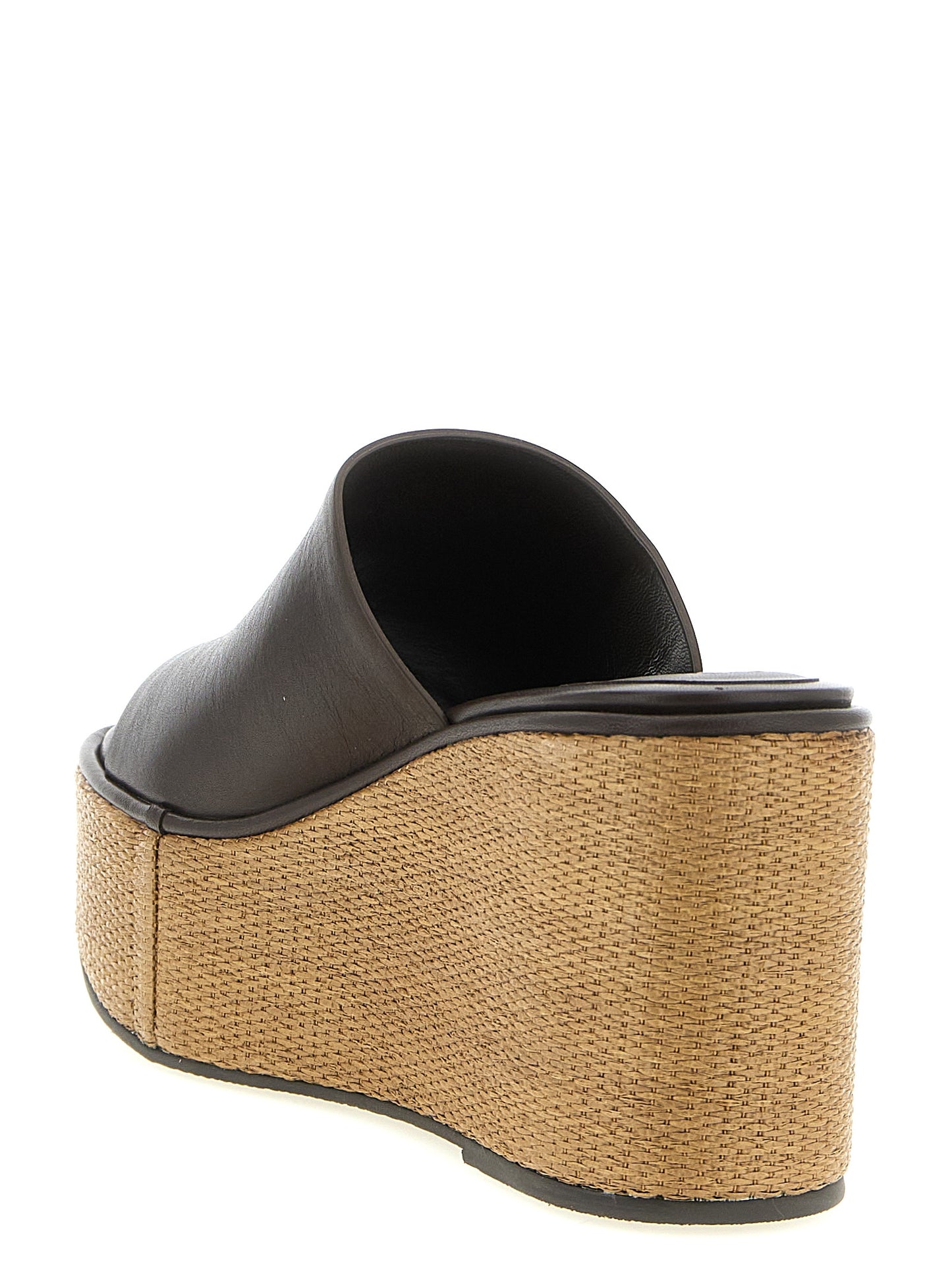 Brunello Cucinelli Brown Calfskin Wedge Sandals Curated Luxury Accessories by Orvyn