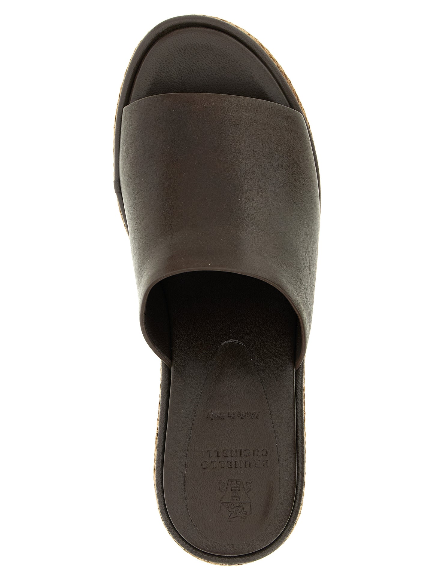 Brunello Cucinelli Brown Calfskin Wedge Sandals Curated Luxury Accessories by Orvyn