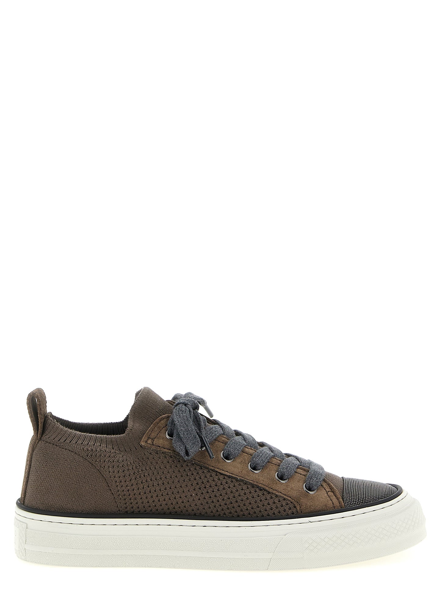 Brunello Cucinelli Brown Cotton Low Top Sneakers Curated Luxury Accessories by Orvyn