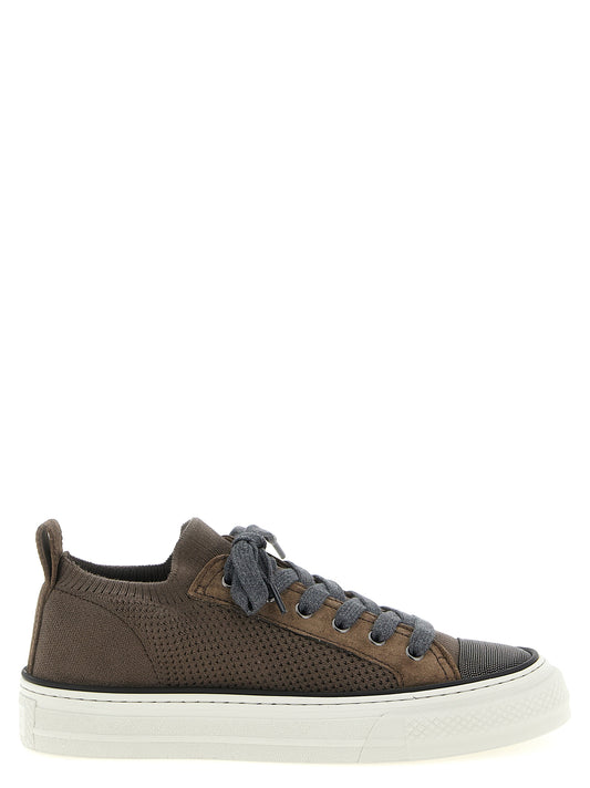 Brunello Cucinelli Brown Cotton Low Top Sneakers Curated Luxury Accessories by Orvyn
