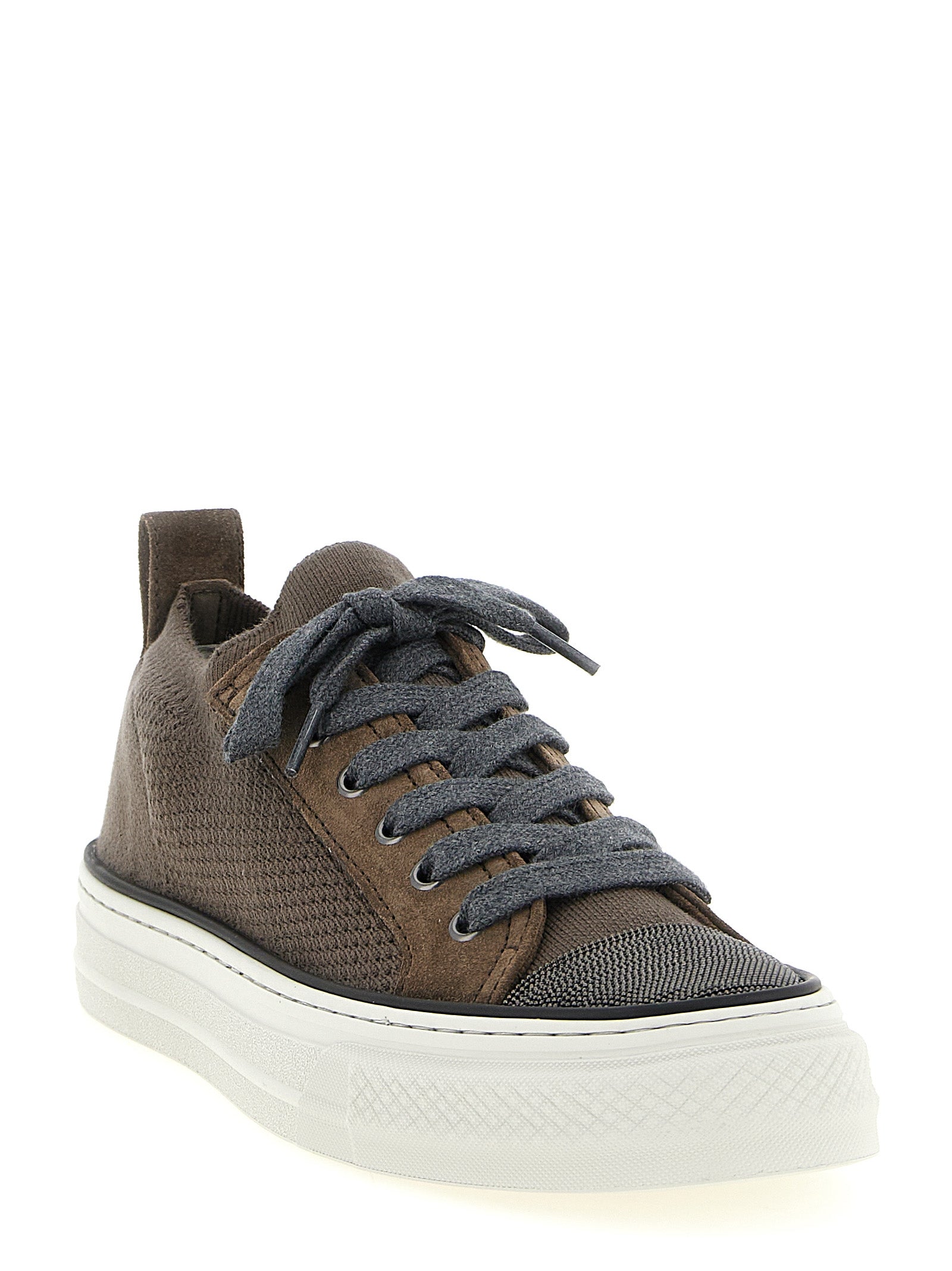 Brunello Cucinelli Brown Cotton Low Top Sneakers Curated Luxury Accessories by Orvyn