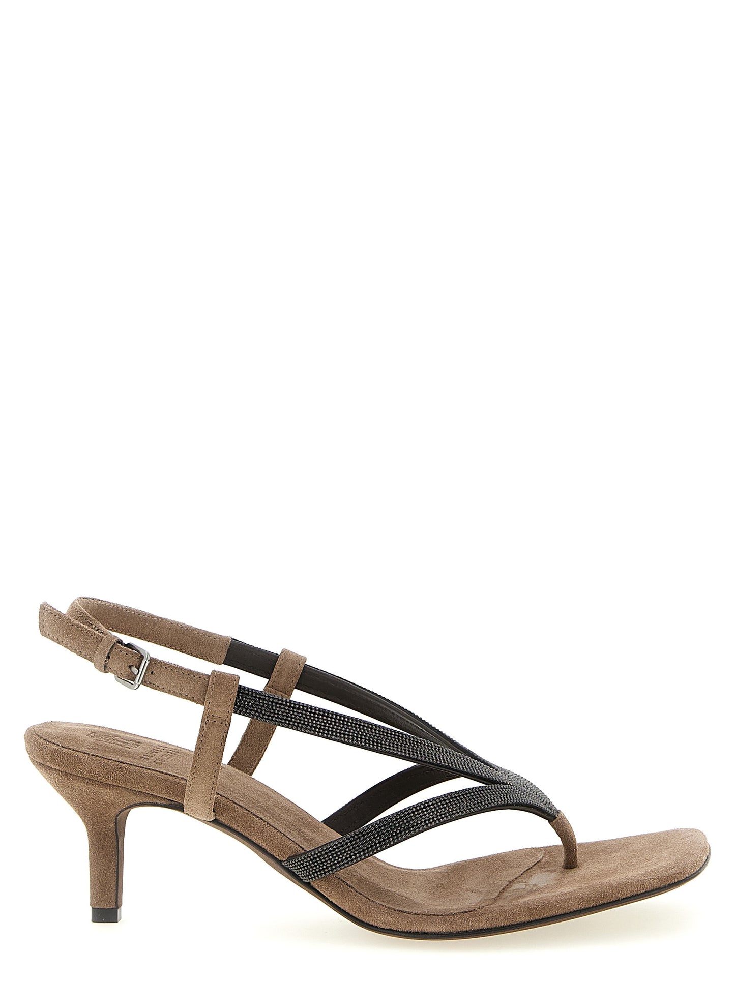 Brunello Cucinelli Beige Lamb Leather Flat Sandals Curated Luxury Accessories by Orvyn