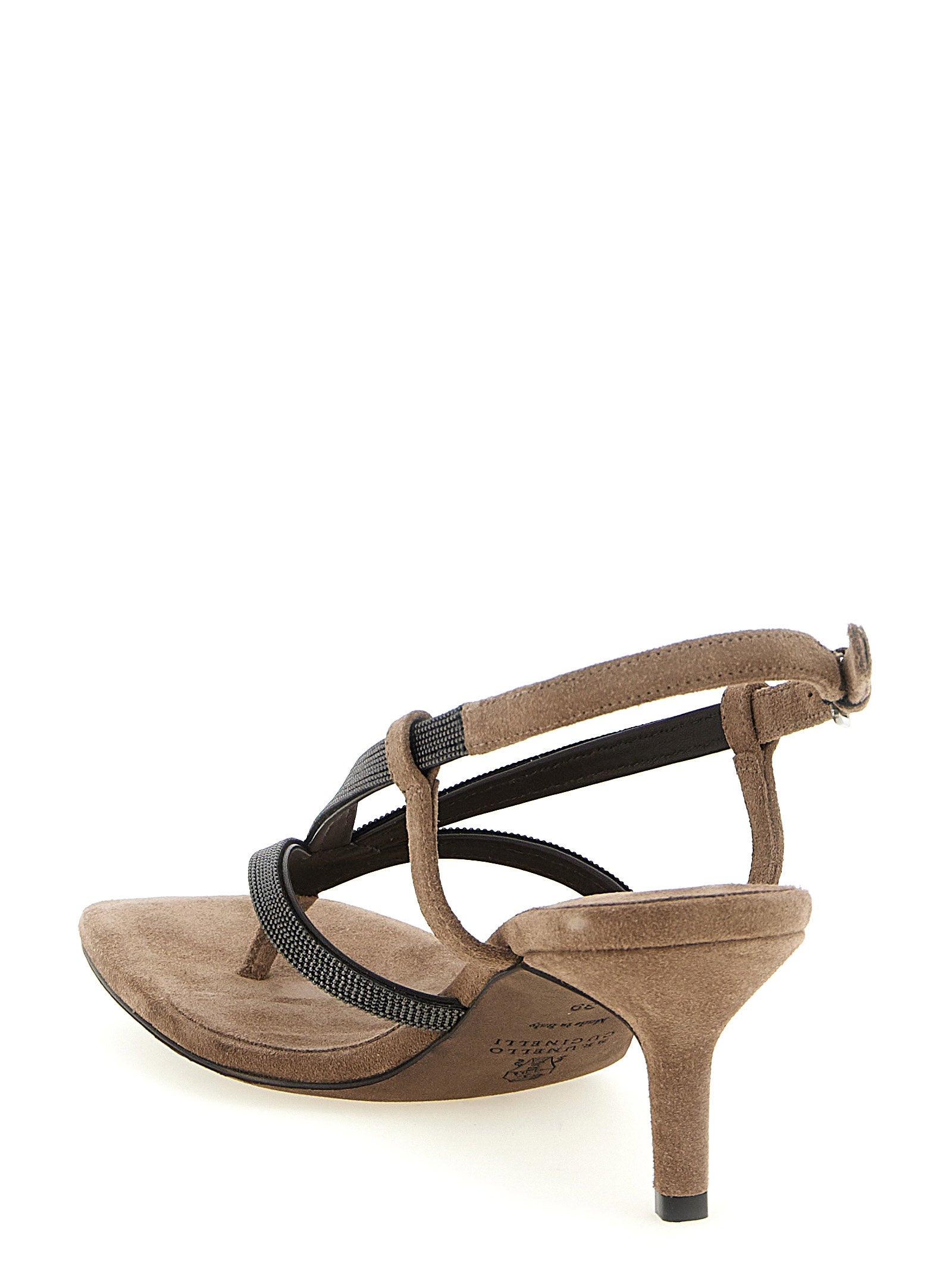Brunello Cucinelli Beige Lamb Leather Flat Sandals Curated Luxury Accessories by Orvyn