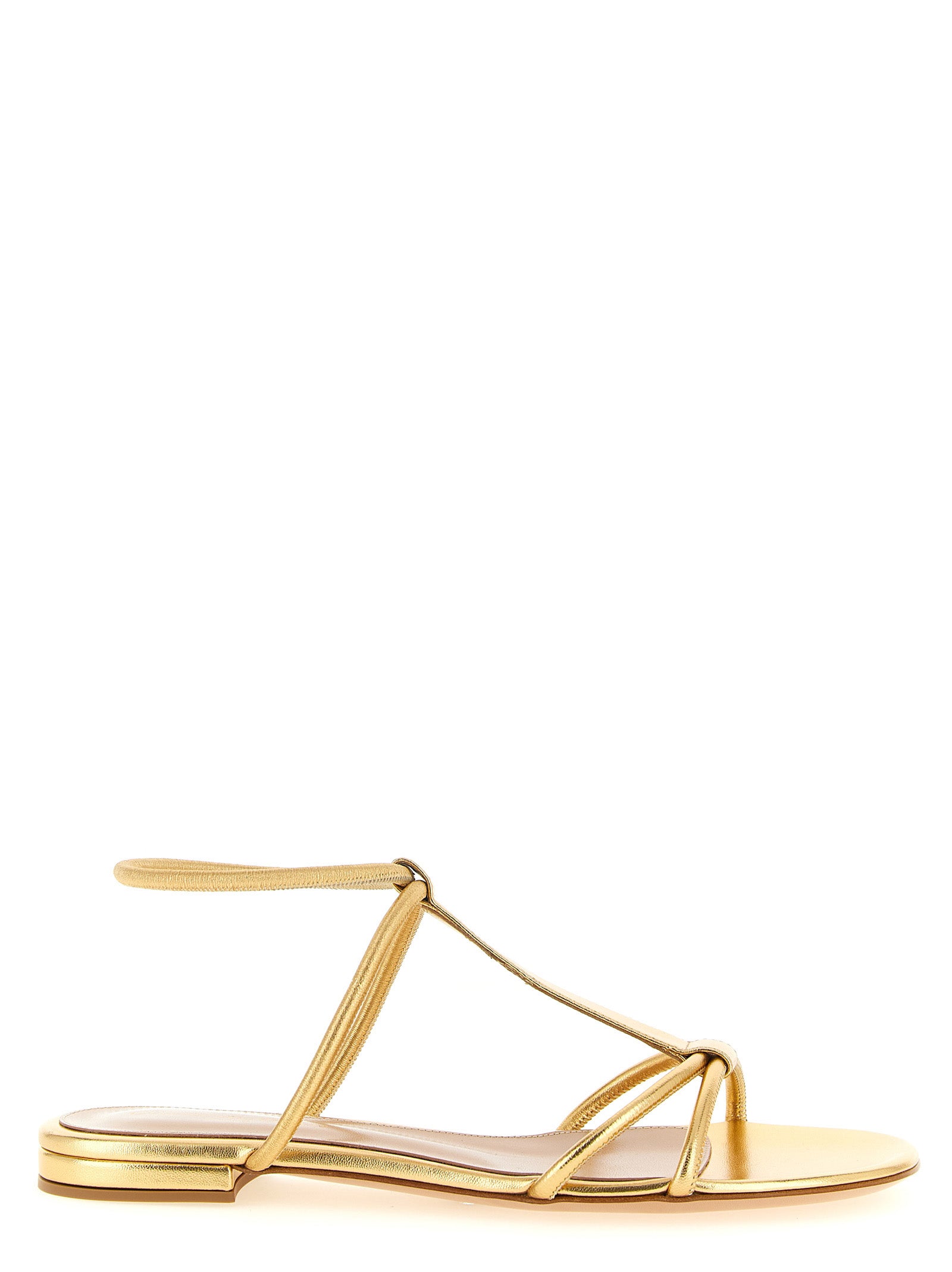 Gianvito Rossi Gold Lamb Leather Flat Sandals Curated Luxury Accessories by Orvyn